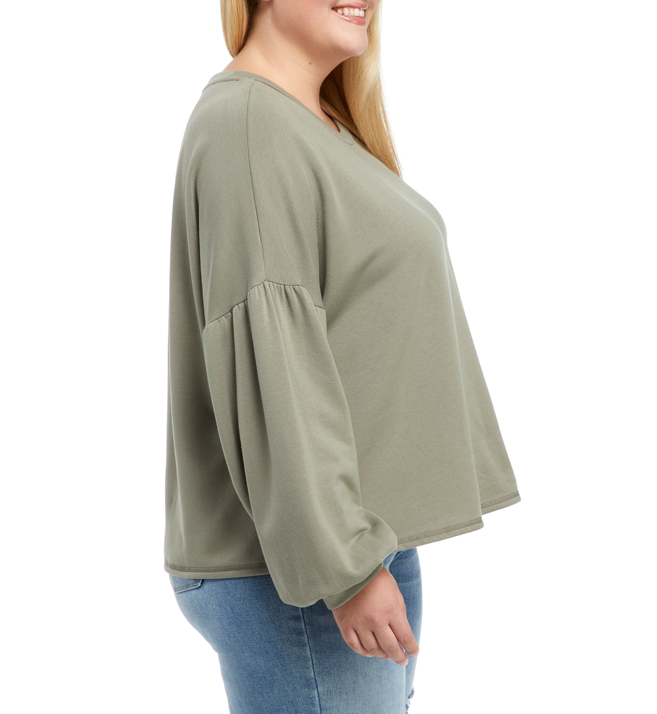 Plus Size Drop Shoulder Puff Sleeve Top