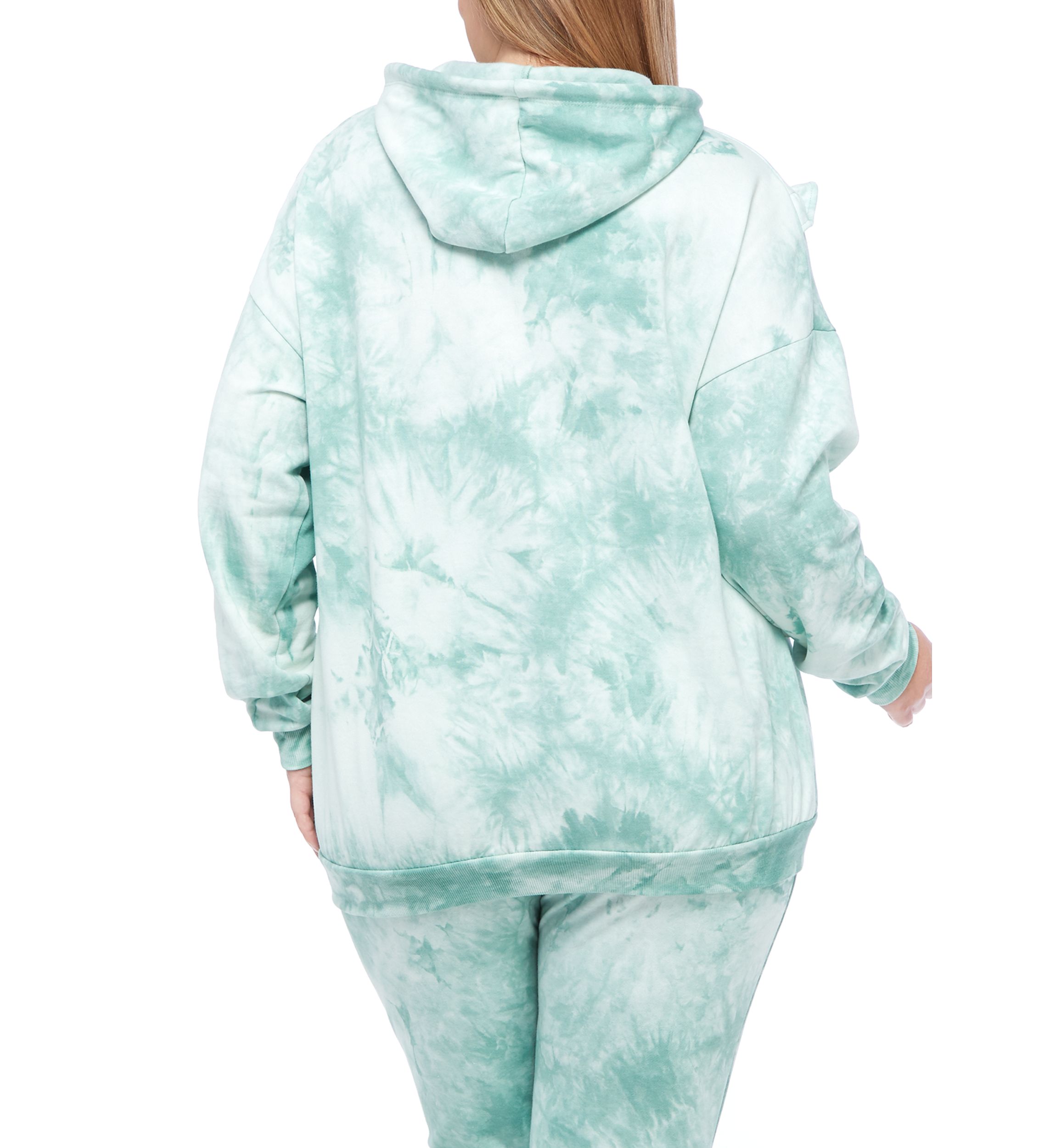 Plus Size Ruffle Hood Sweatshirt 