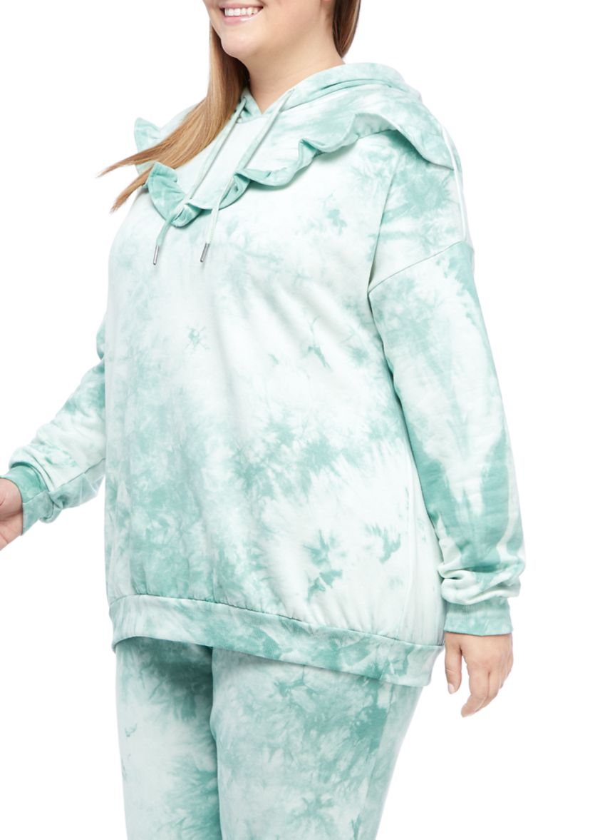 Plus Size Ruffle Hood Sweatshirt 