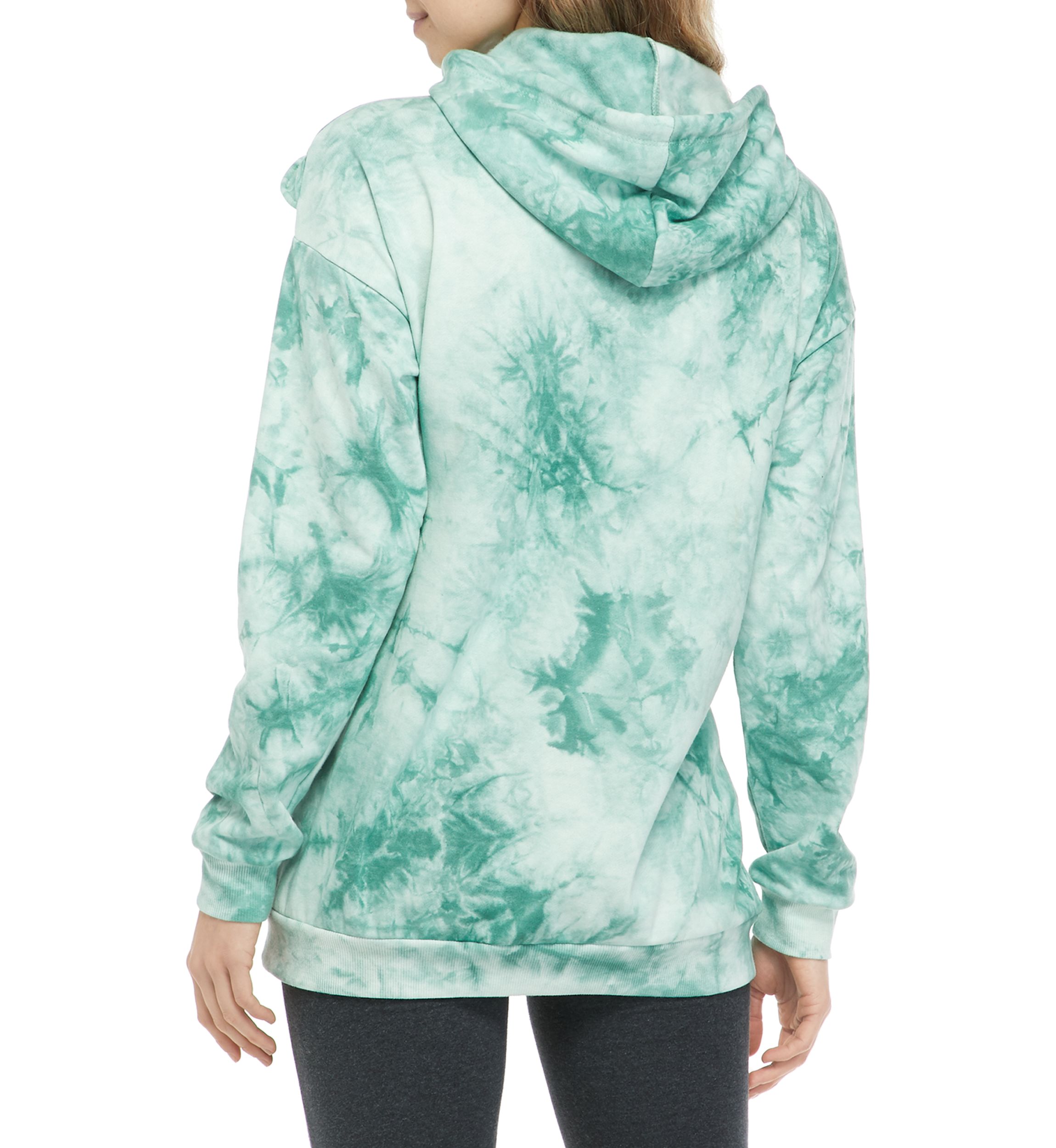 Juniors Long Sleeve Tie Dye Ruffle Yoke Hoodie 