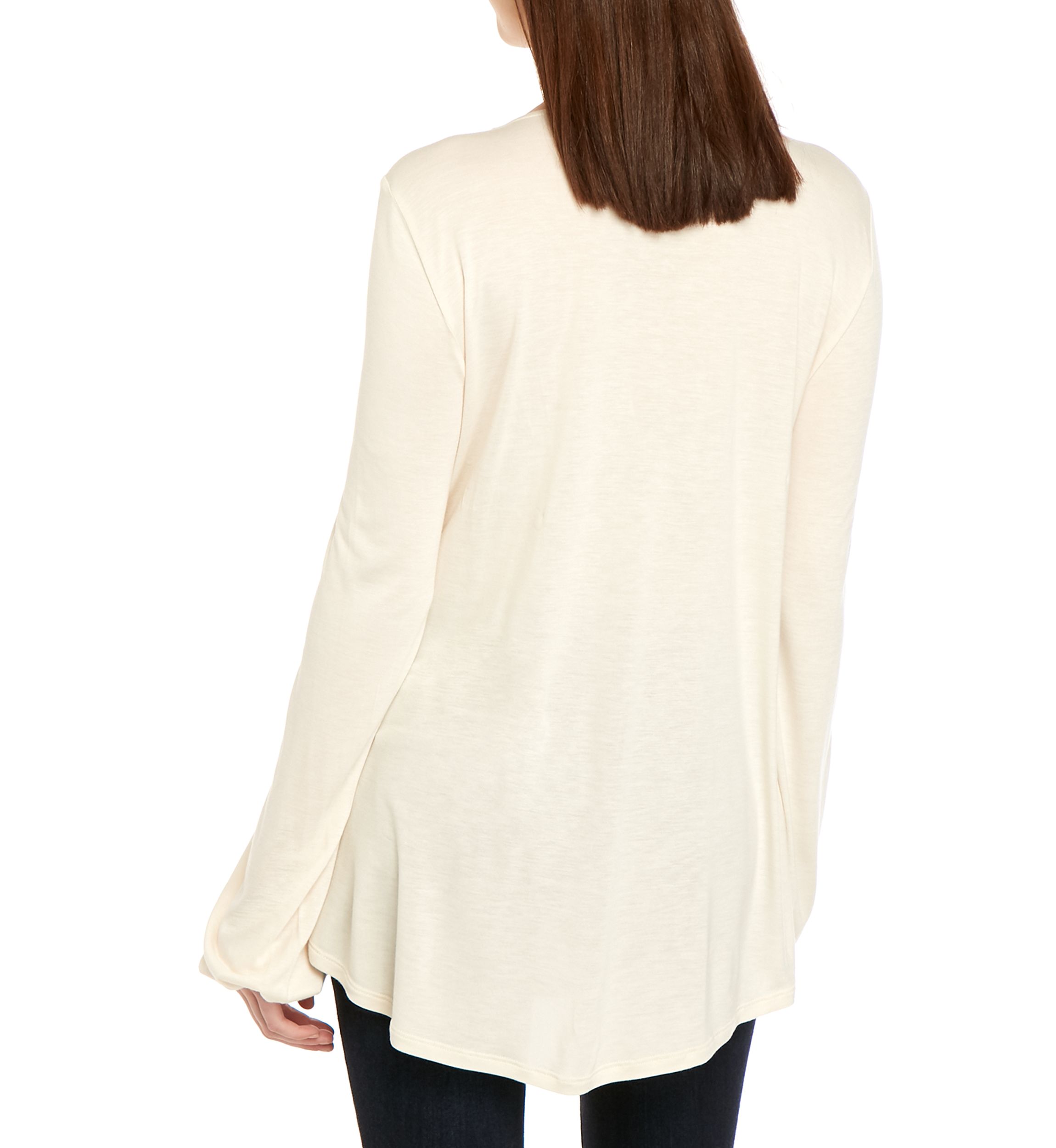 Long Sleeve V Neck Crochet Front Top