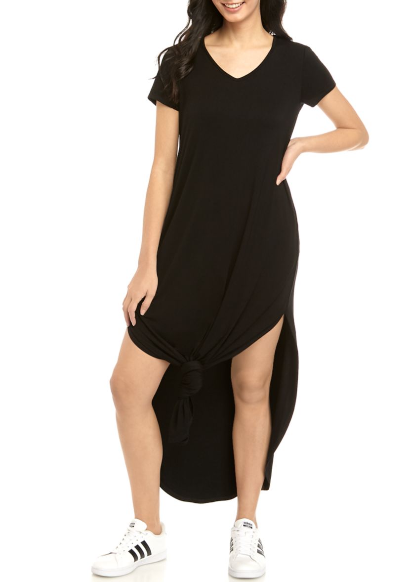 Womens V Neck Maxi Knot Front Dress 