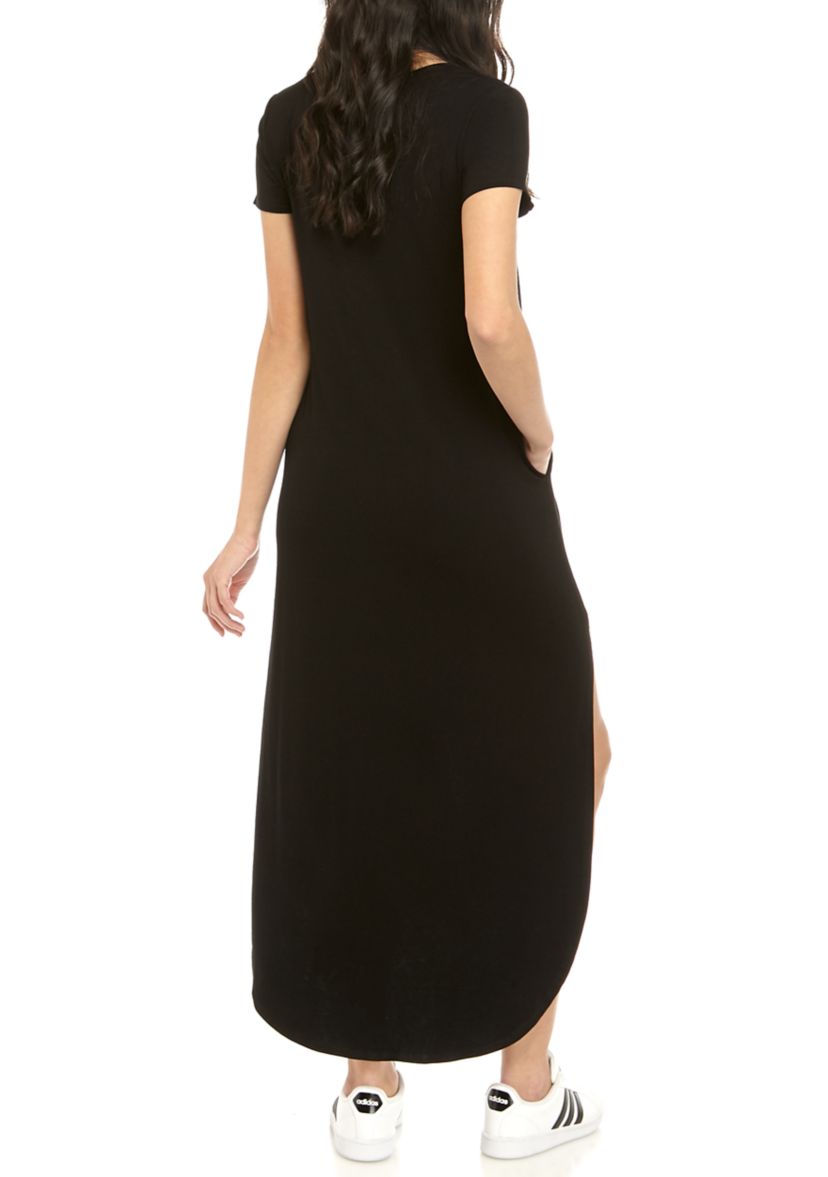 Womens V Neck Maxi Knot Front Dress 