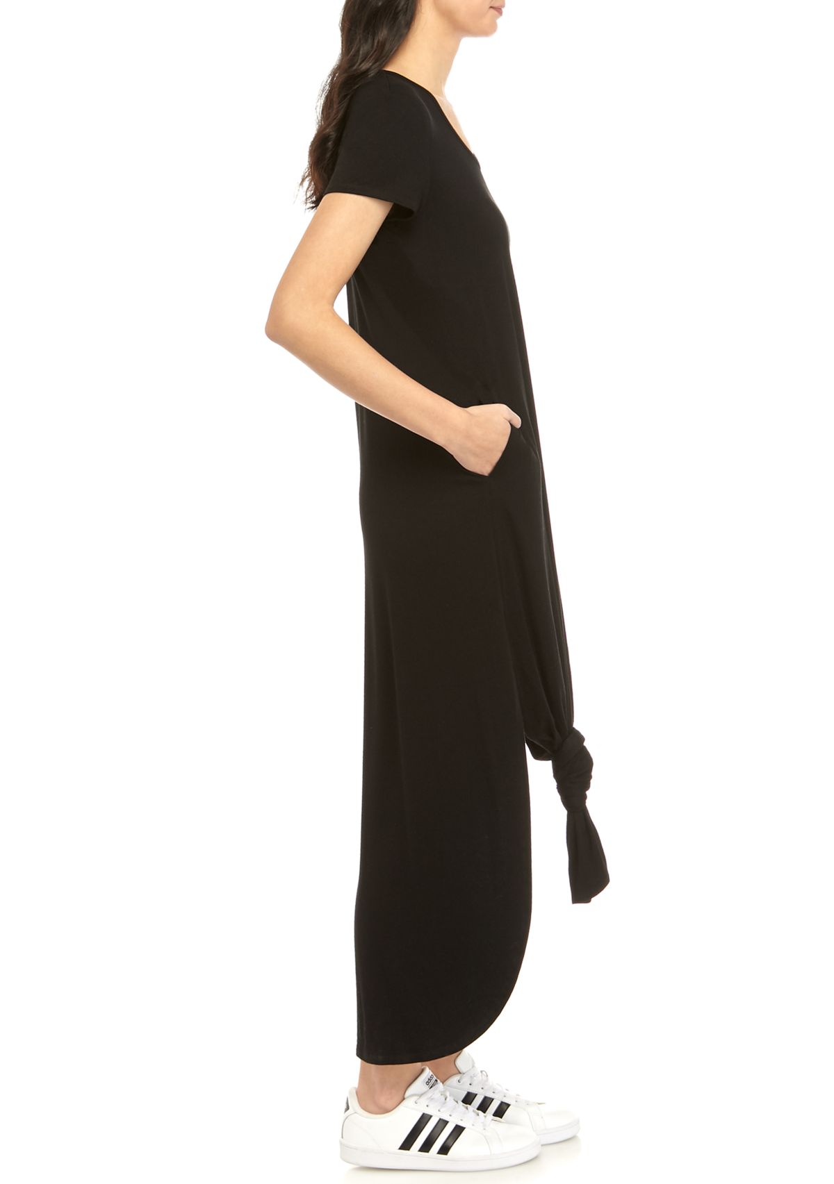 Womens V Neck Maxi Knot Front Dress 