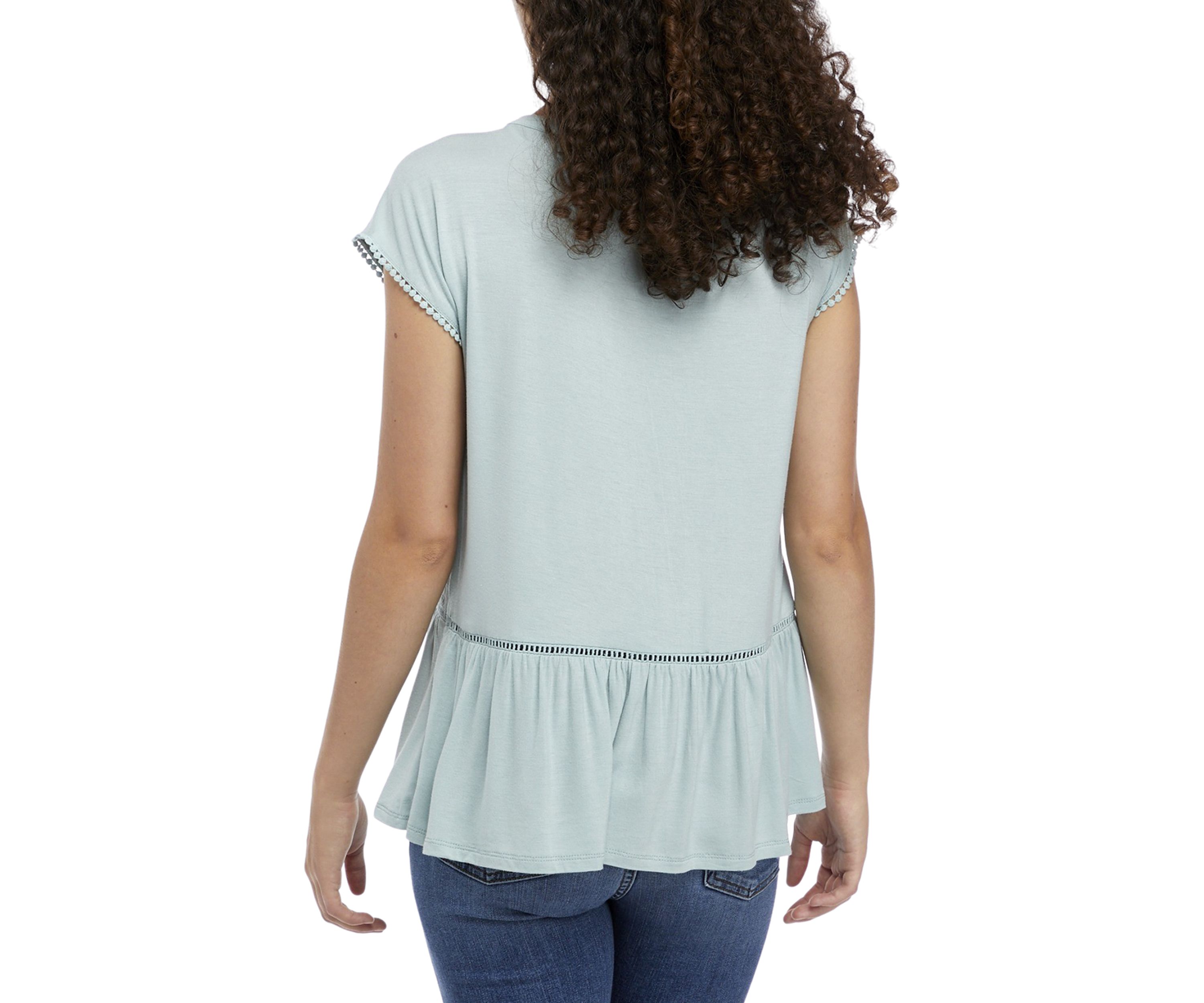 Womens Paisley Embroidered Peplum Top 