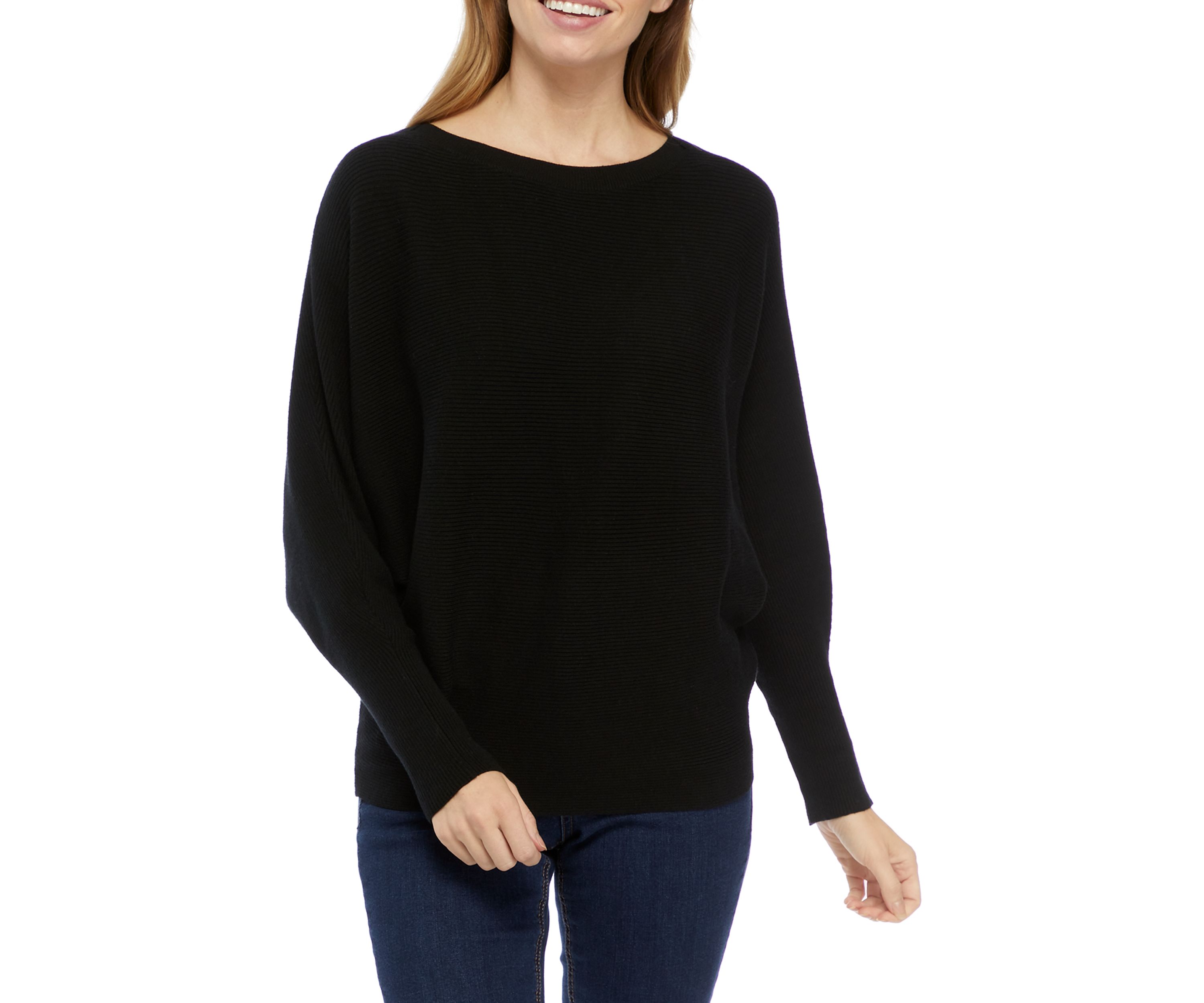 Womens Ribbed Dolman Sweater