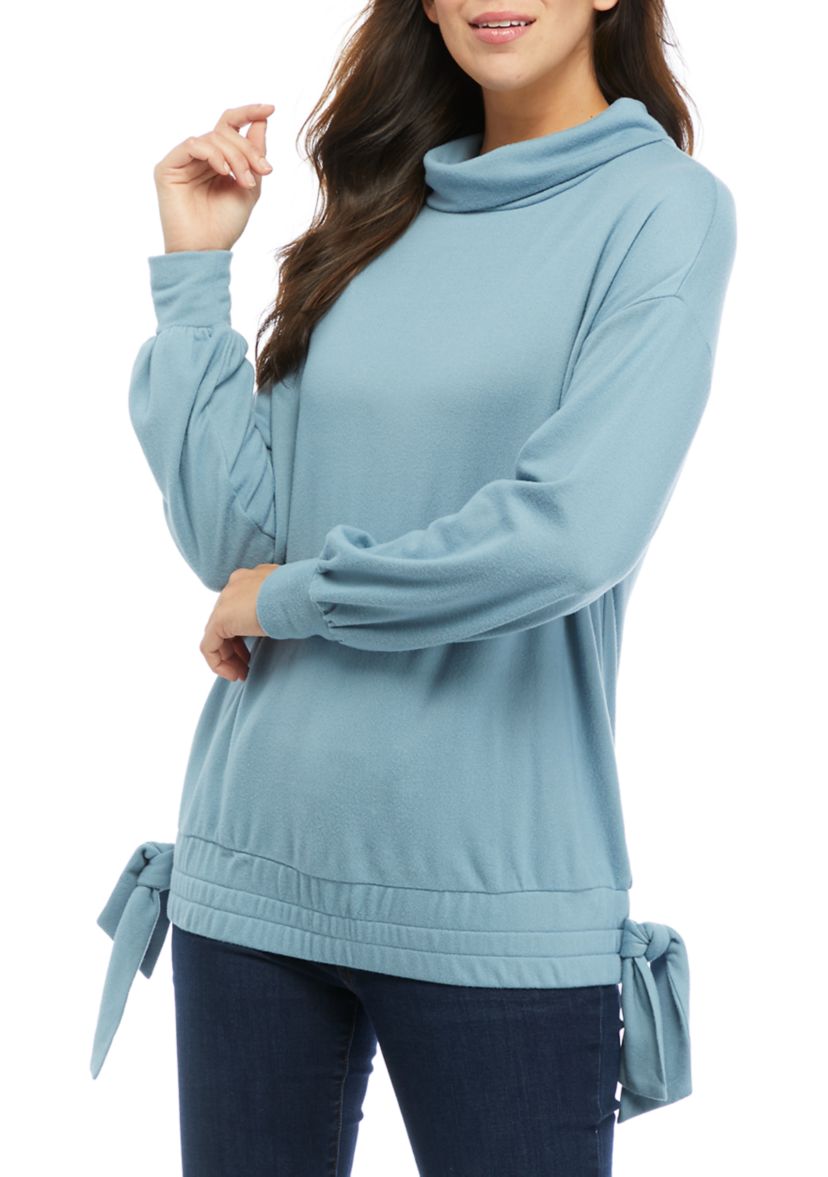 Womens Drop Shoulder Oversized Funnel Neck Pullover