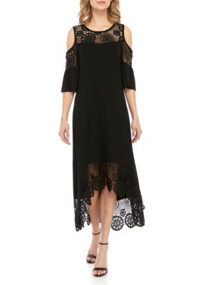 Cupio Cold Shoulder Lace Trim Dress | belk