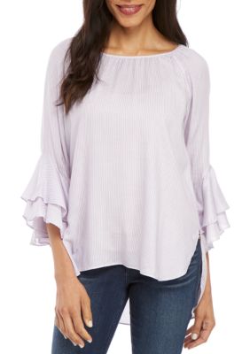 stripe ruffle sleeve top