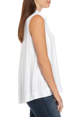 Sleeveless Collar Button Front Top