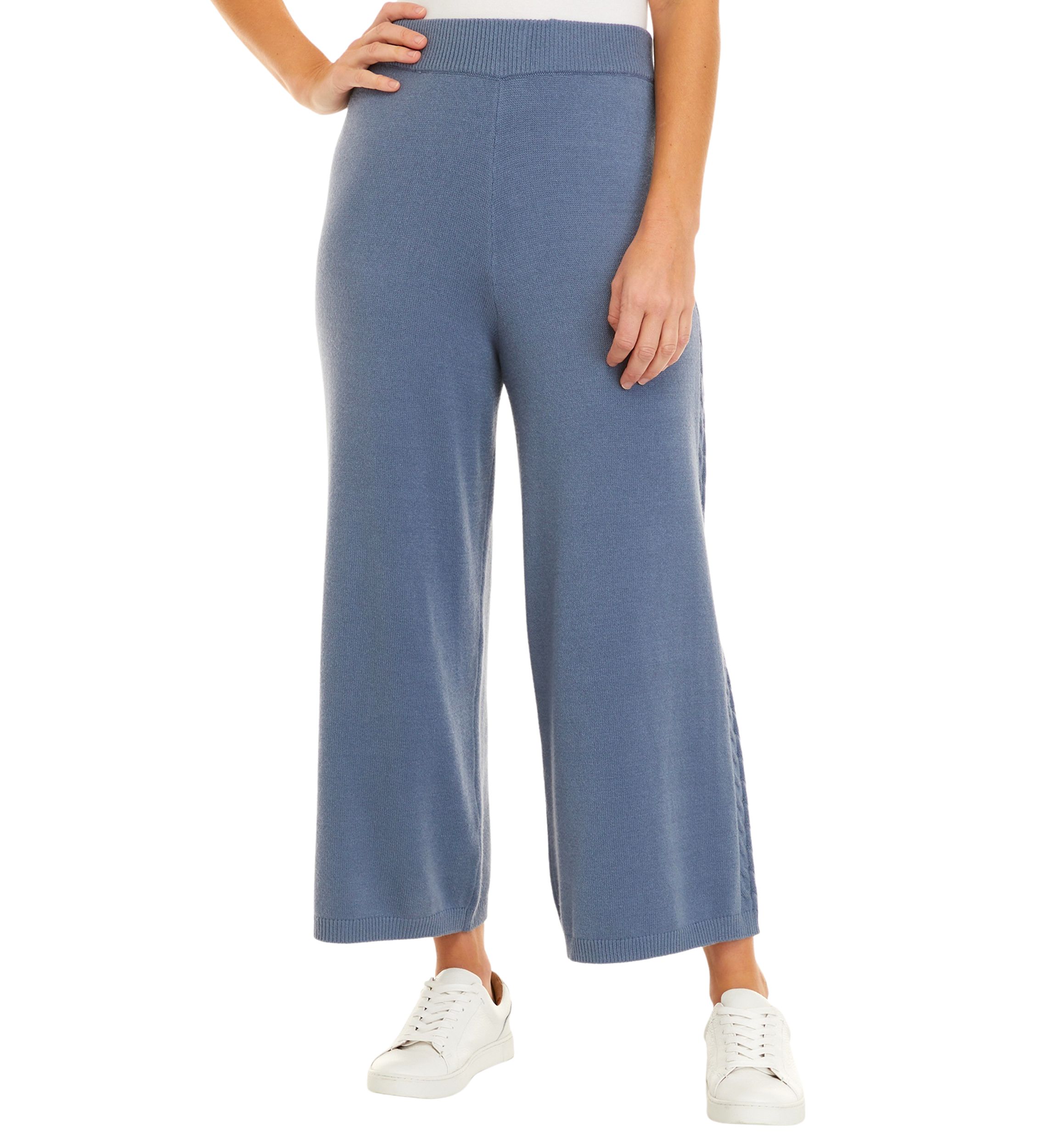 Womens Pull On Sweater Pants with Cable Detail 