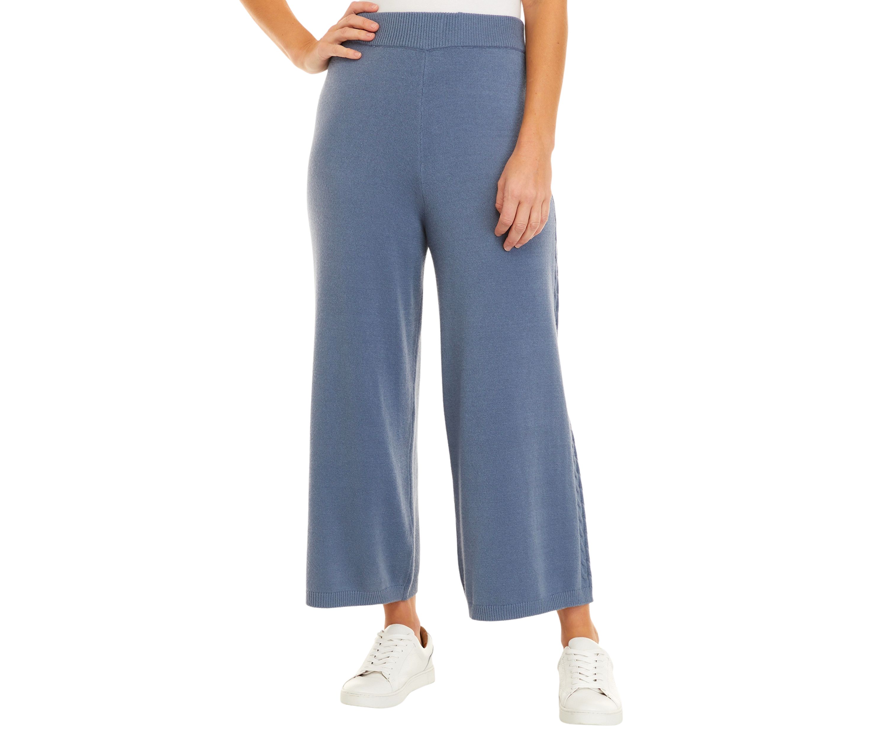 Womens Pull On Sweater Pants with Cable Detail 
