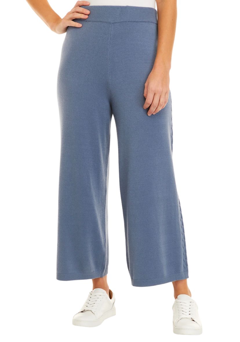 Womens Pull On Sweater Pants with Cable Detail 