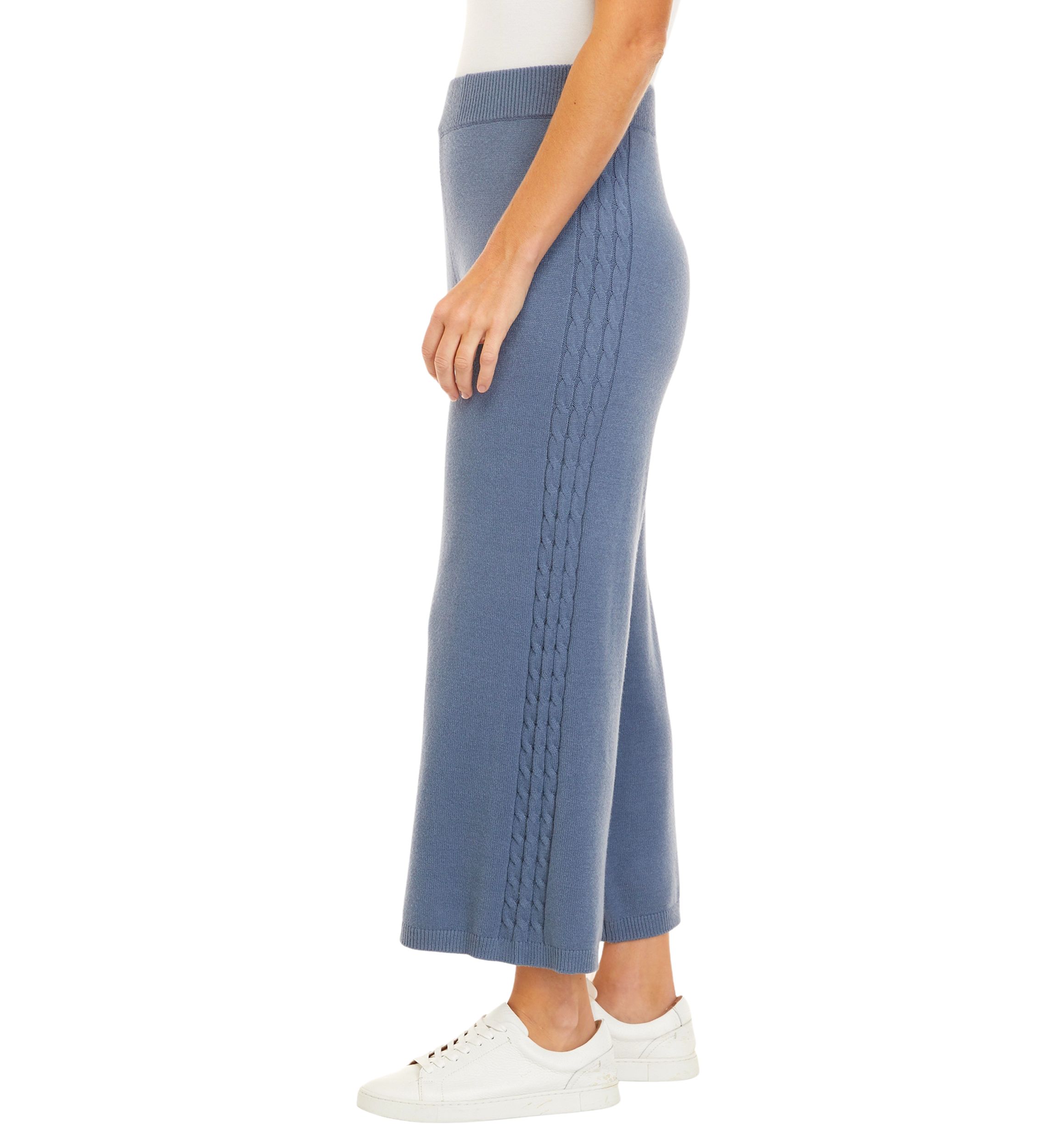 Womens Pull On Sweater Pants with Cable Detail 