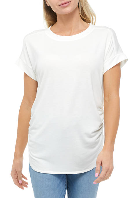 Cupio Womens Short Drop Shoulder Sleeve T-Shirt with