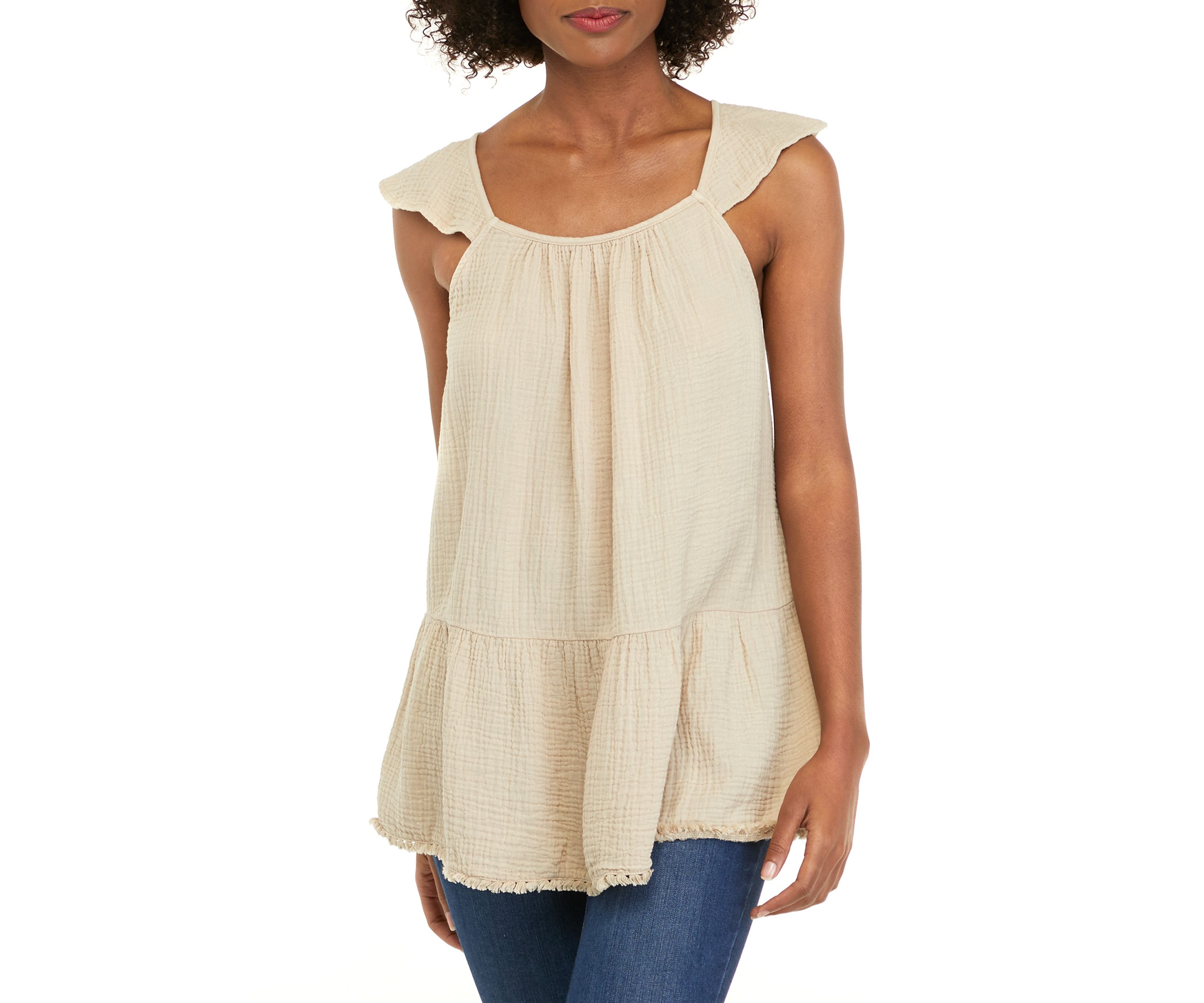 Womens Flutter Sleeve Peplum Top 