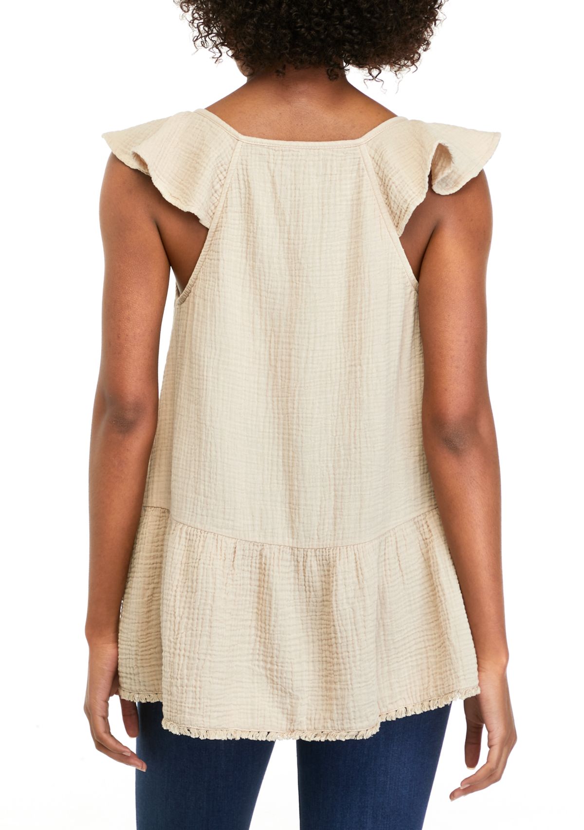 Womens Flutter Sleeve Peplum Top 