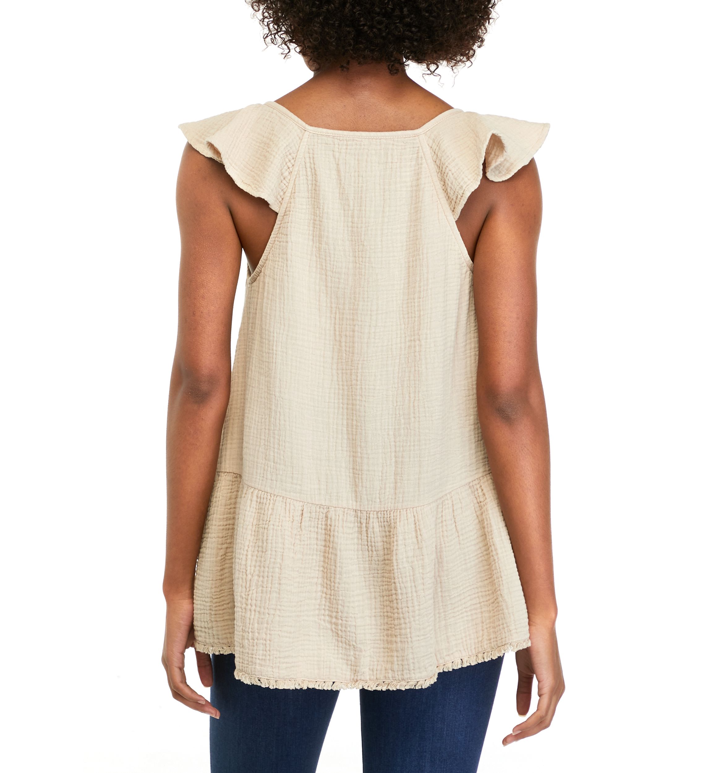 Womens Flutter Sleeve Peplum Top 