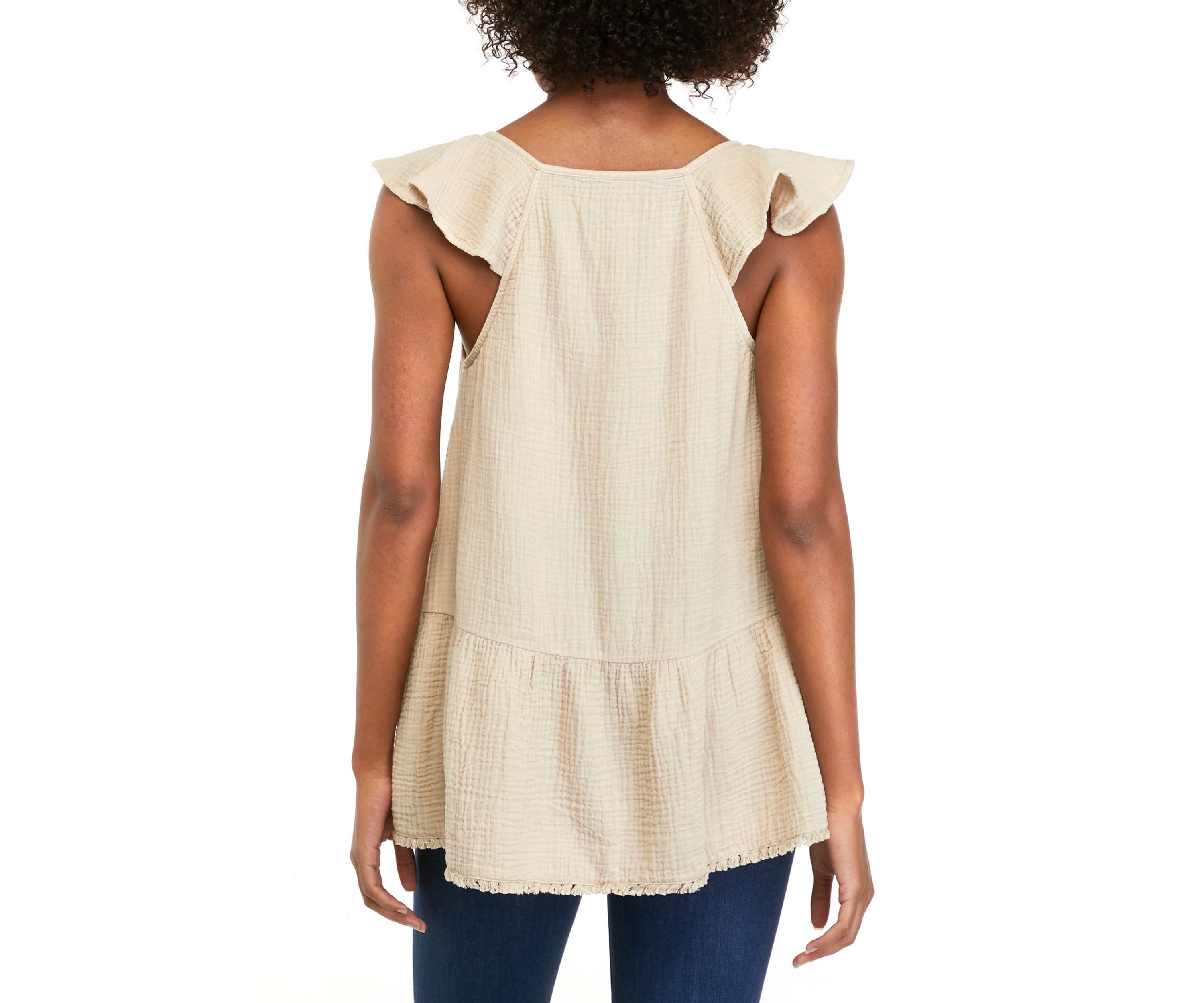Womens Flutter Sleeve Peplum Top 
