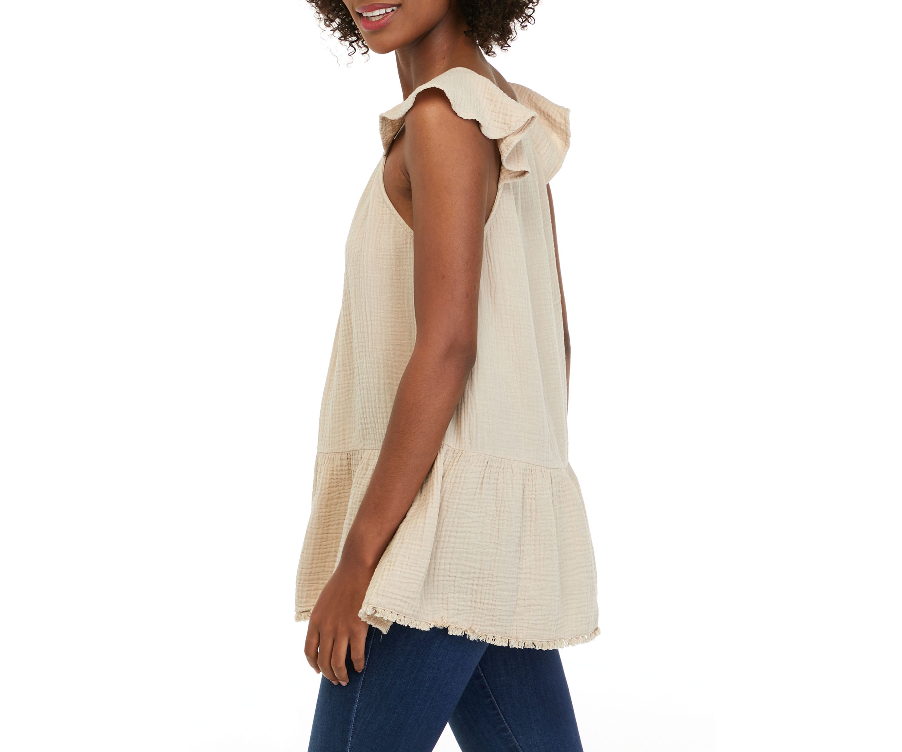 Womens Flutter Sleeve Peplum Top 