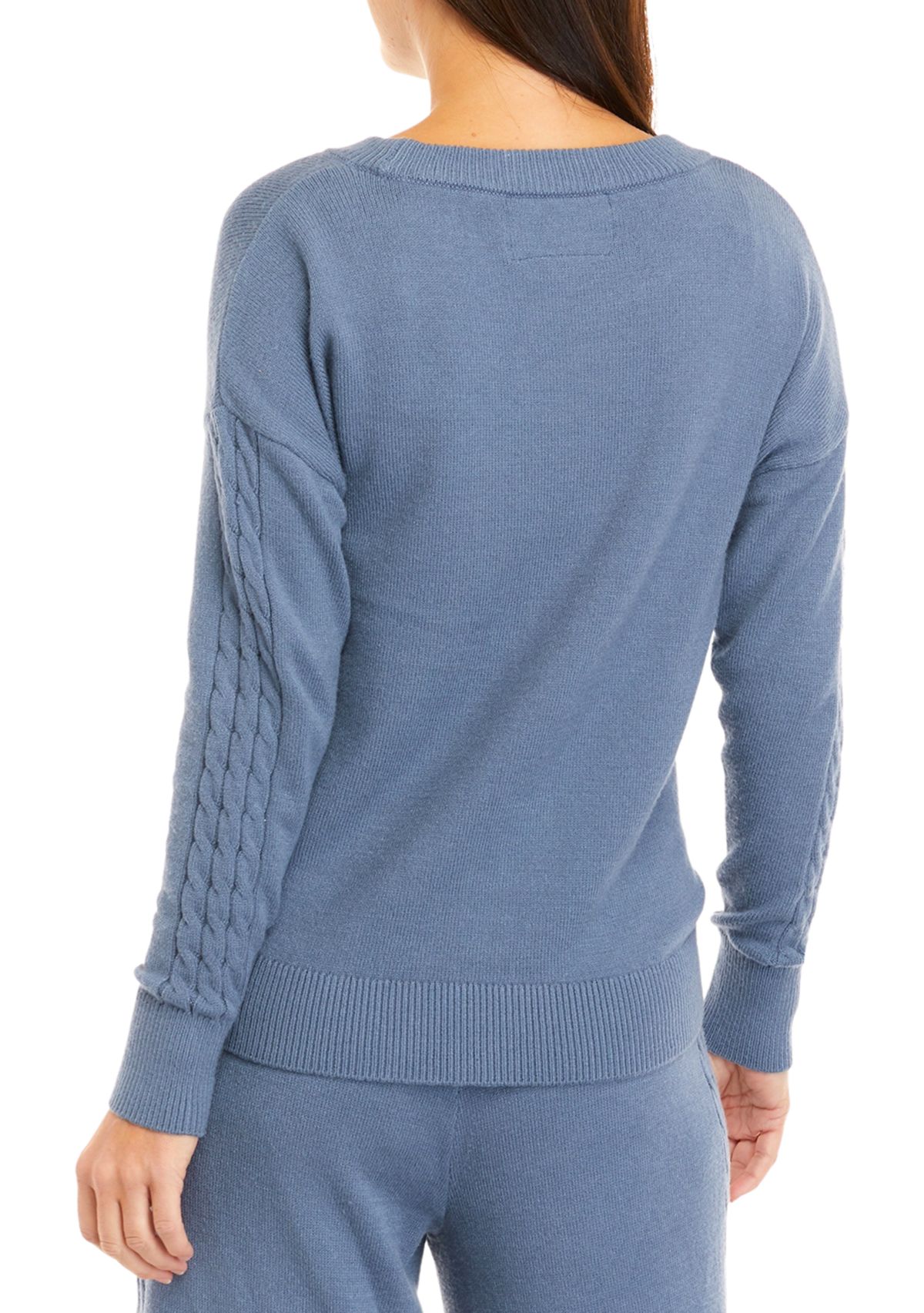 Womens Long Sleeve with Cable Details Sweater