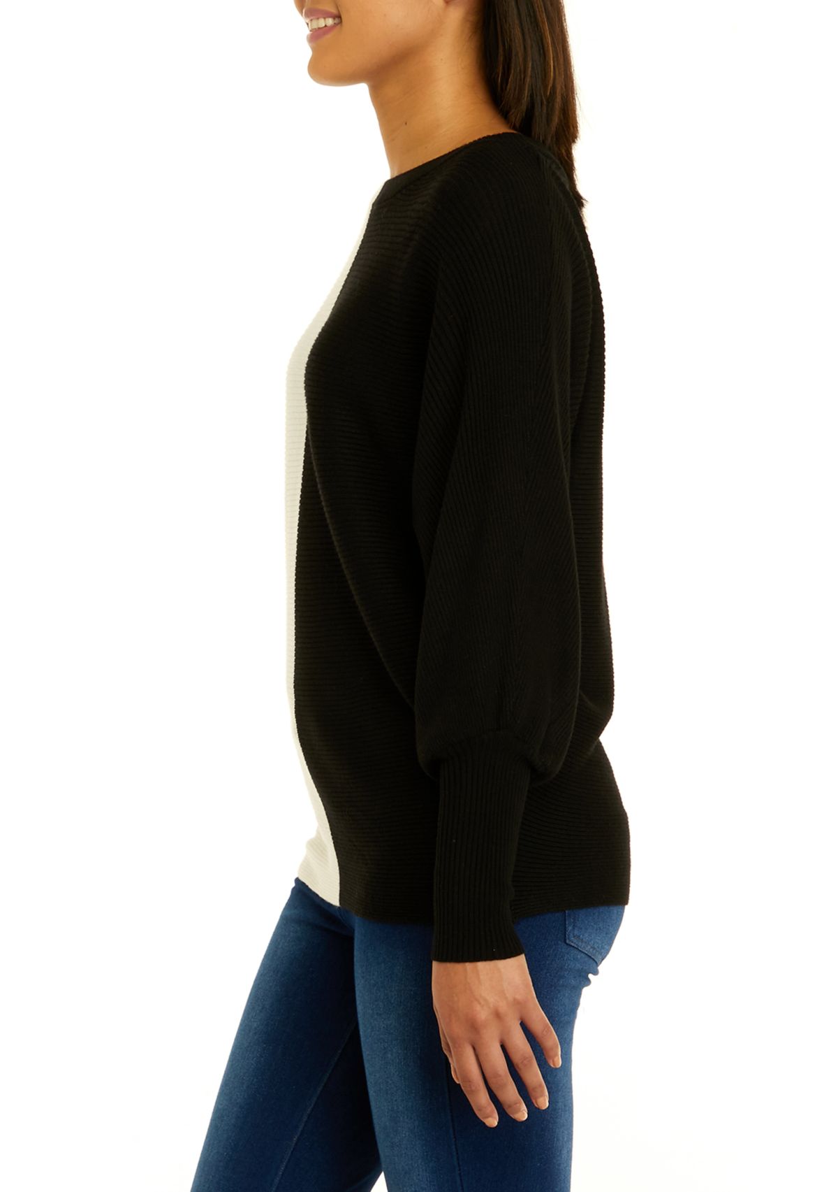 Womens Color Block Dolman Sleeve Sweater