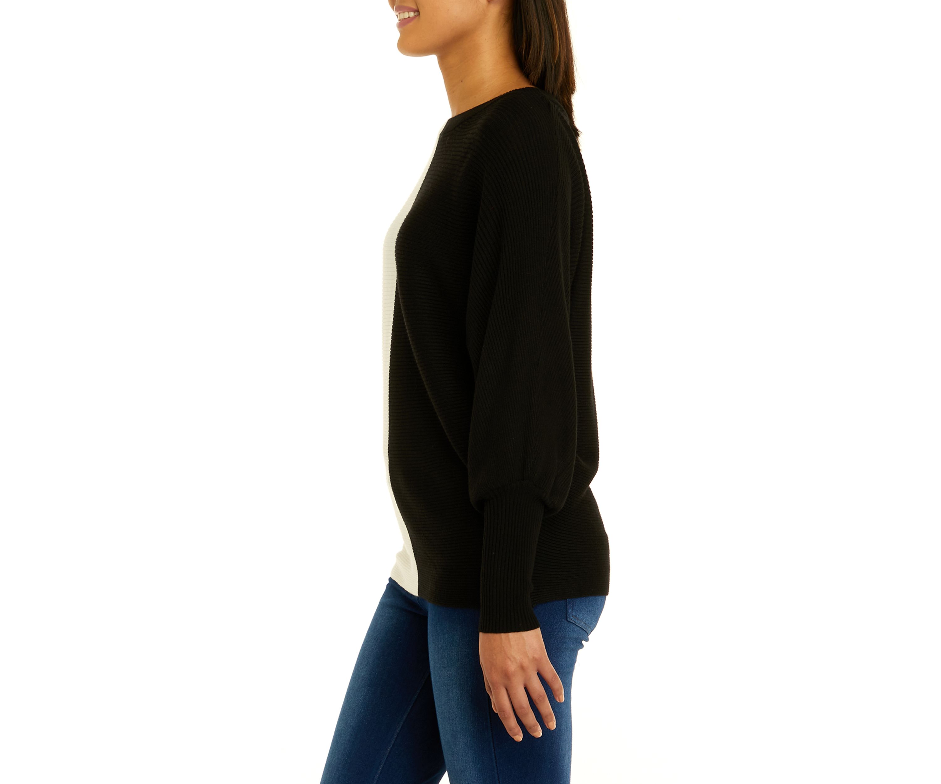 Womens Color Block Dolman Sleeve Sweater