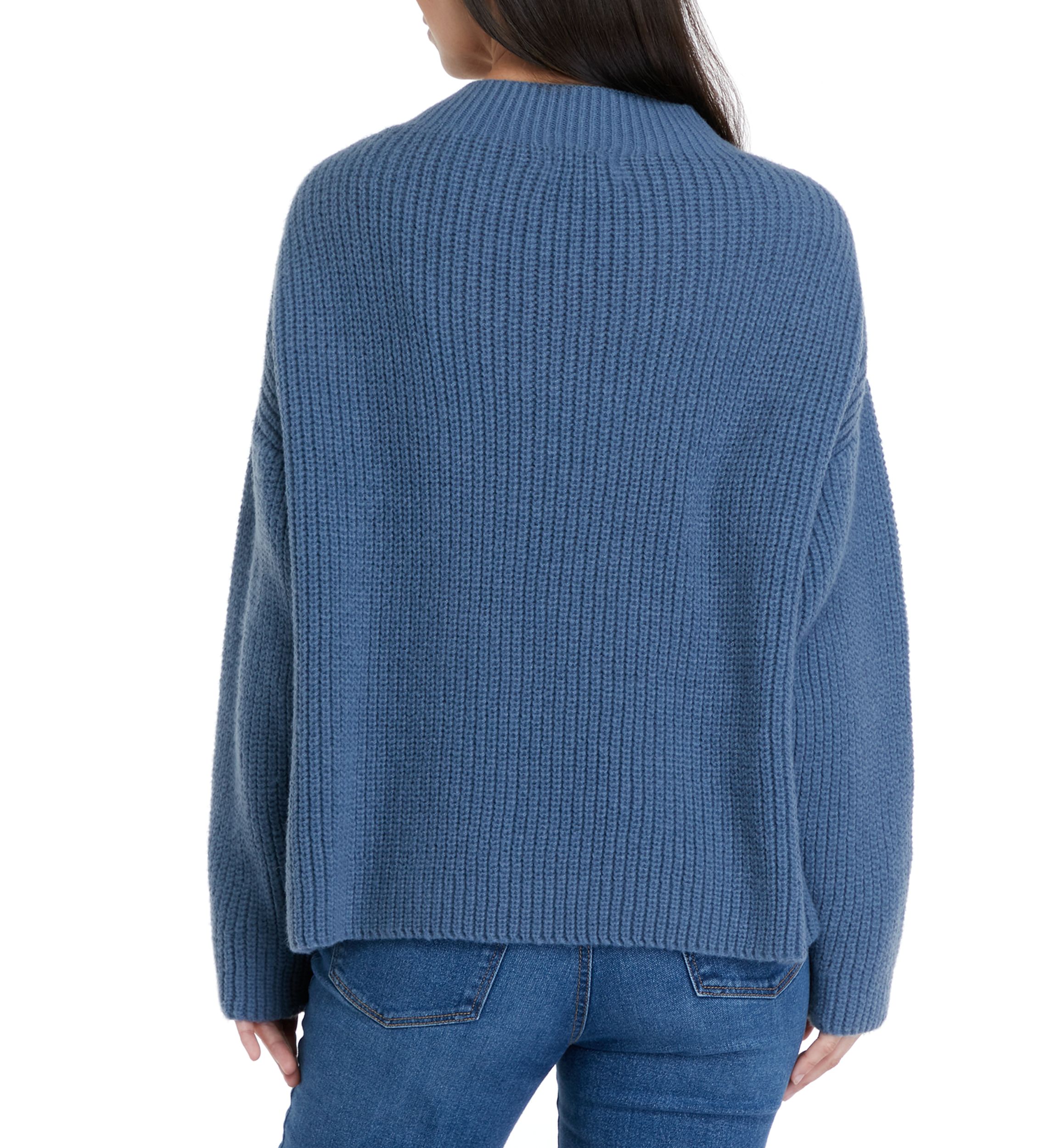 Womens Mock Neck Sweater with Pom Detail