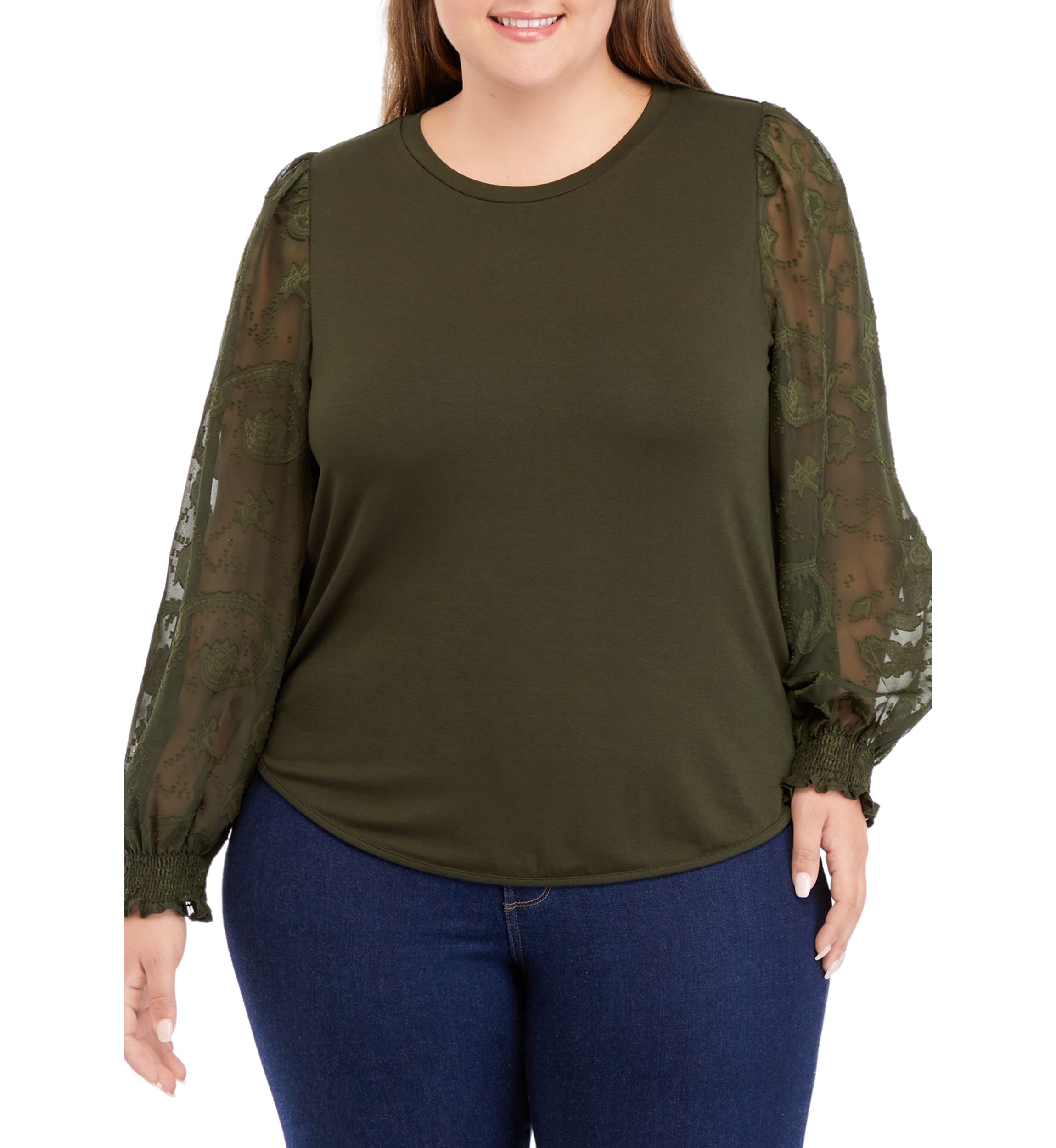 Plus Size Long Sleeve Julianna Crepe Top