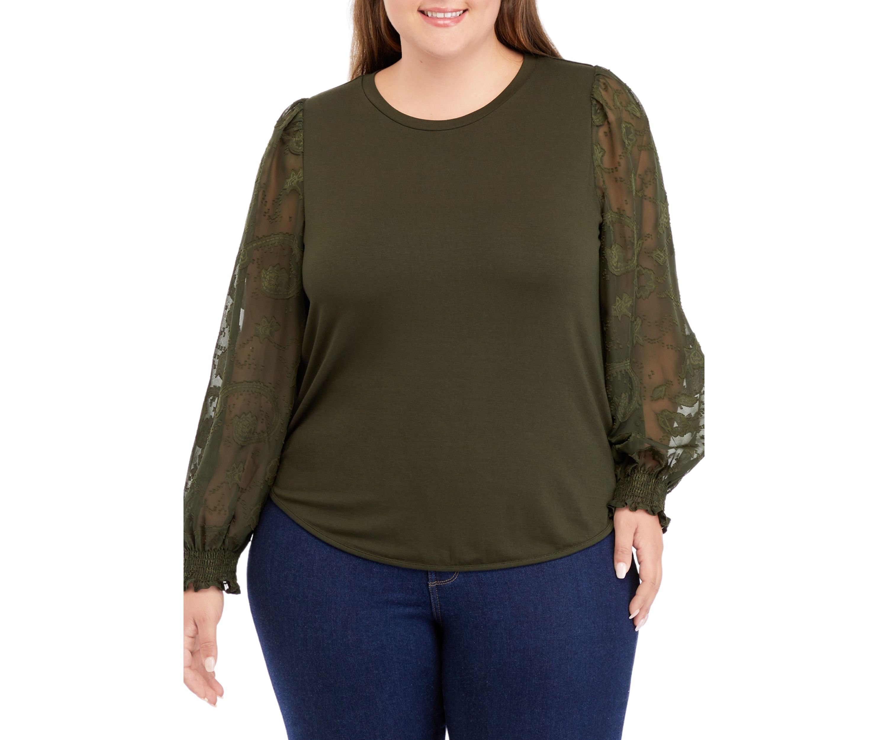 Plus Size Long Sleeve Julianna Crepe Top