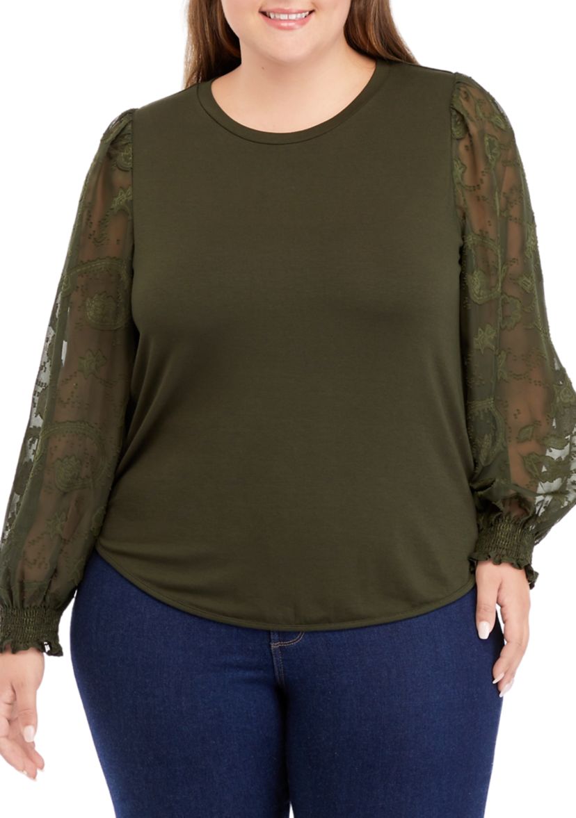 Plus Size Long Sleeve Julianna Crepe Top