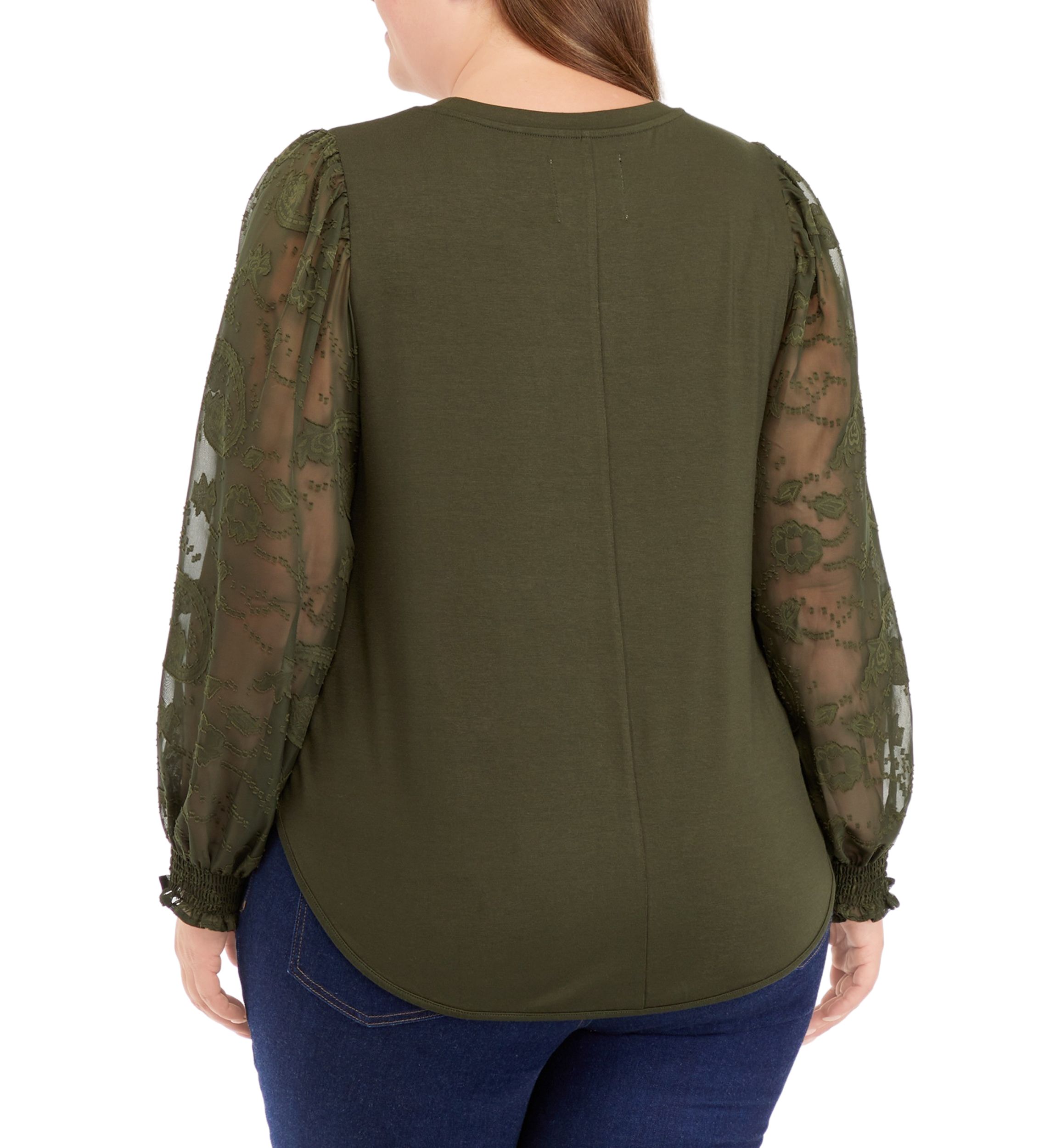 Plus Size Long Sleeve Julianna Crepe Top
