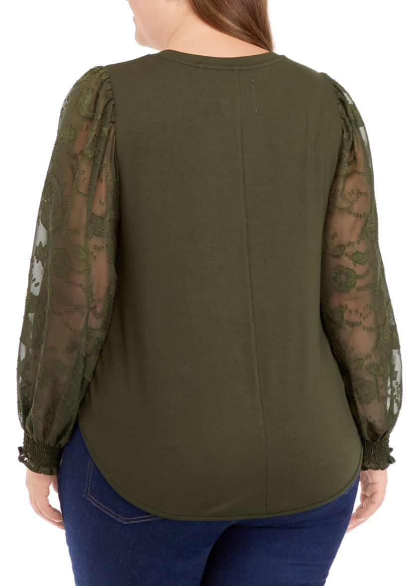 Plus Size Long Sleeve Julianna Crepe Top