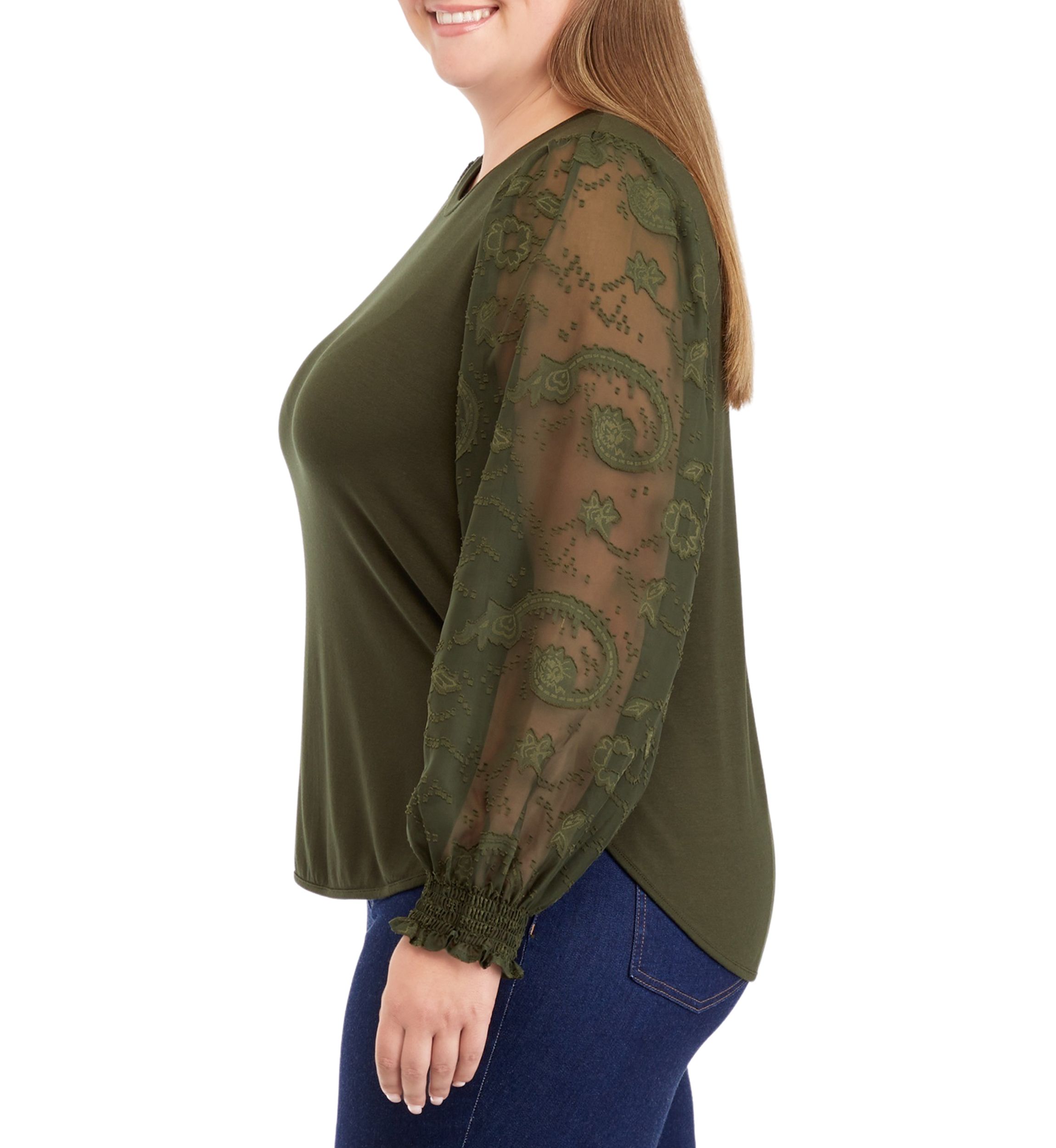 Plus Size Long Sleeve Julianna Crepe Top