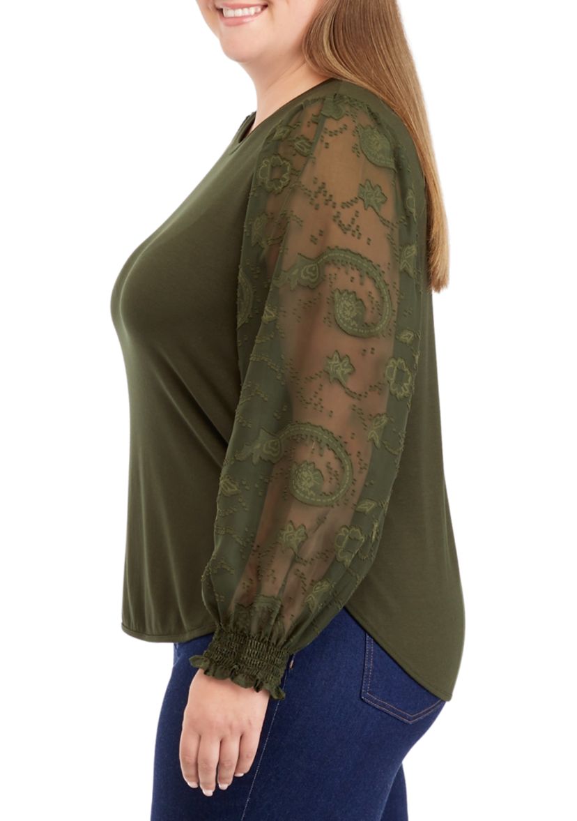 Plus Size Long Sleeve Julianna Crepe Top