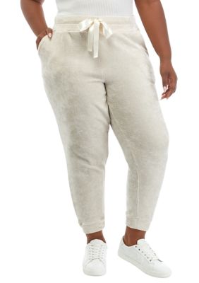 Cupio Women's Plus Size Smocked Waistband Joggers, 1X
