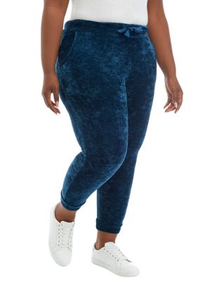 Cupio Women's Plus Size Smocked Waistband Joggers, Teal, 1X