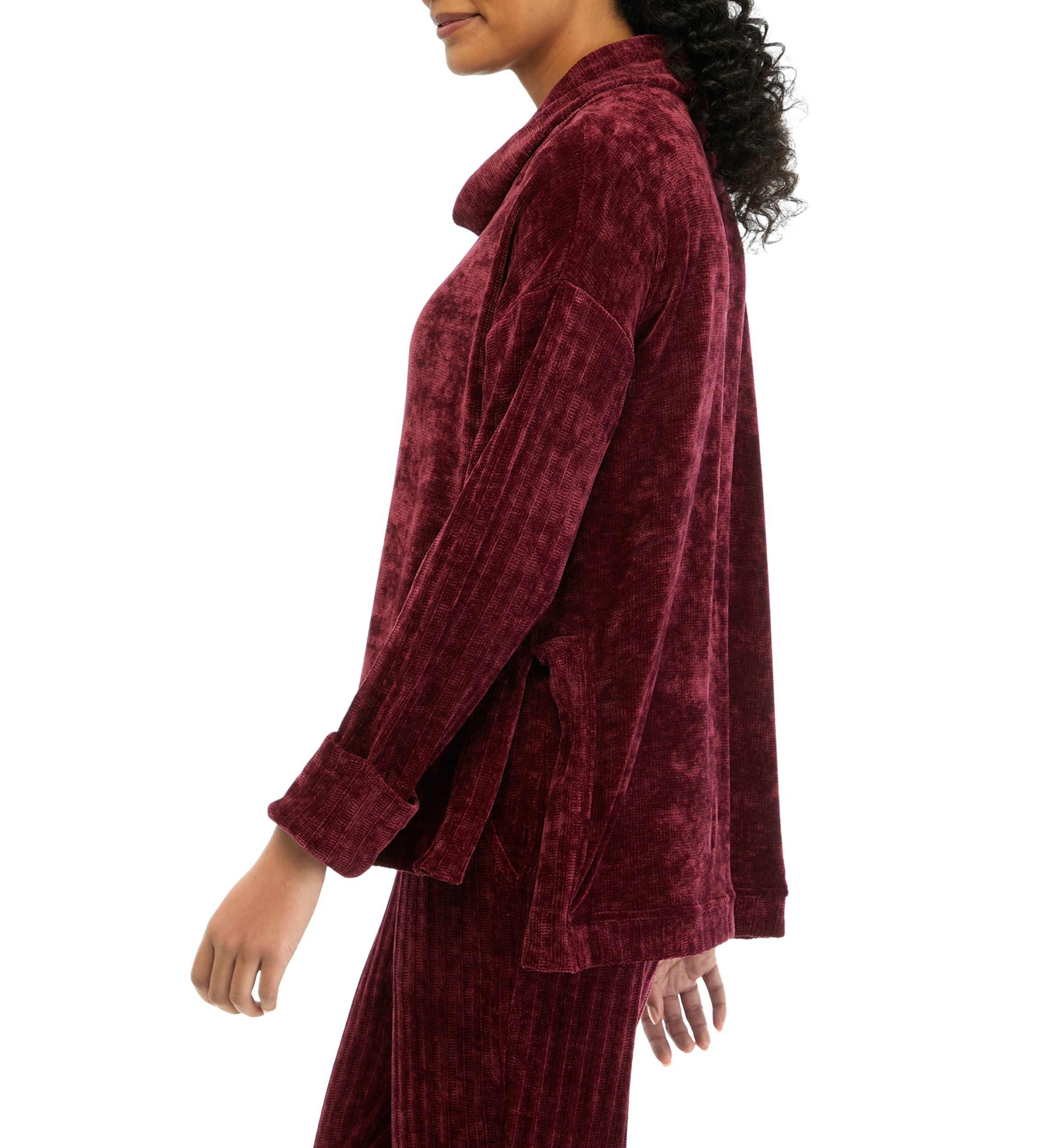 Womens Chenille Turtleneck Drop Shoulder Sweater 