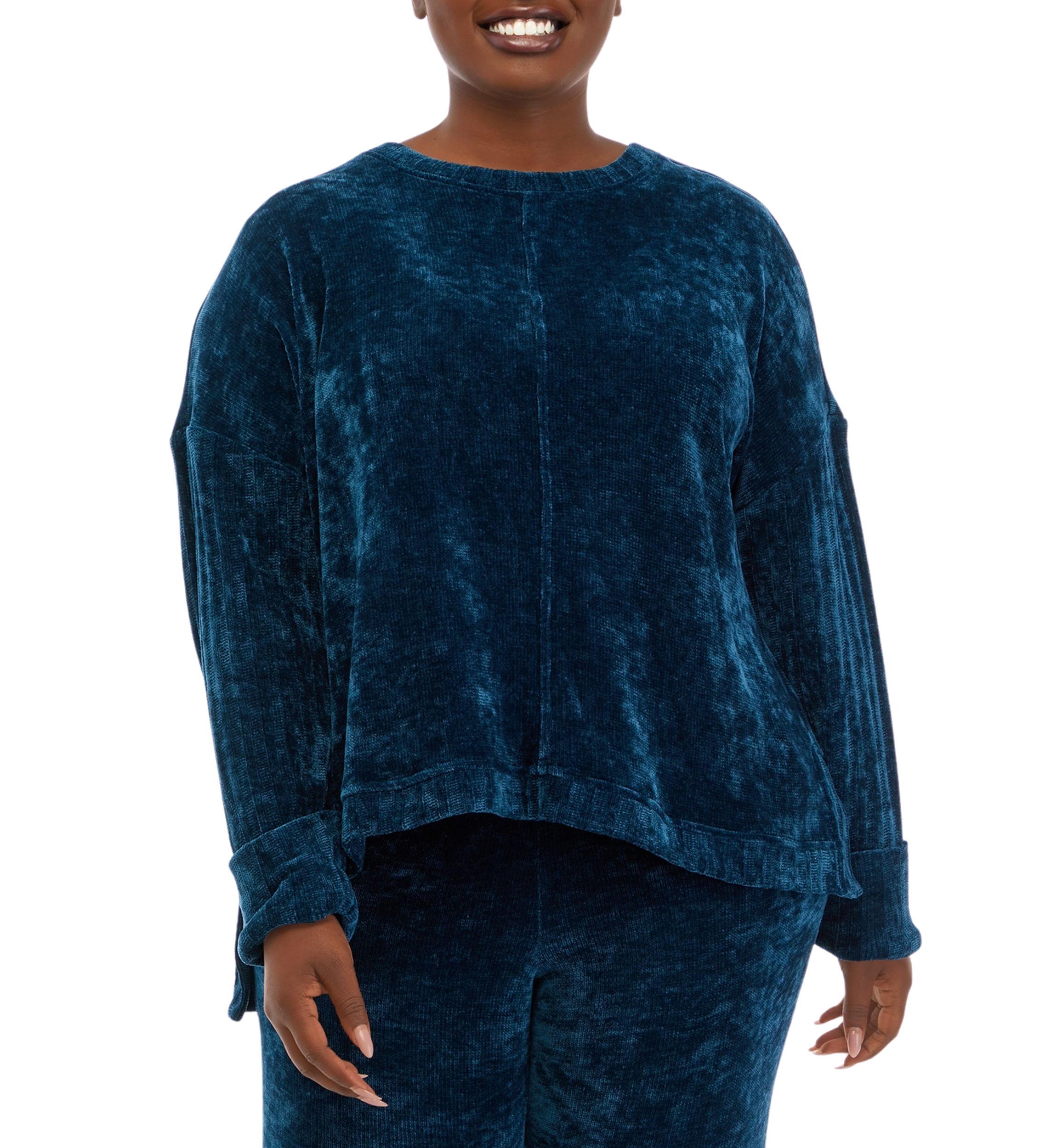 Plus Size Crew Neck Dropped Shoulder Sweater 