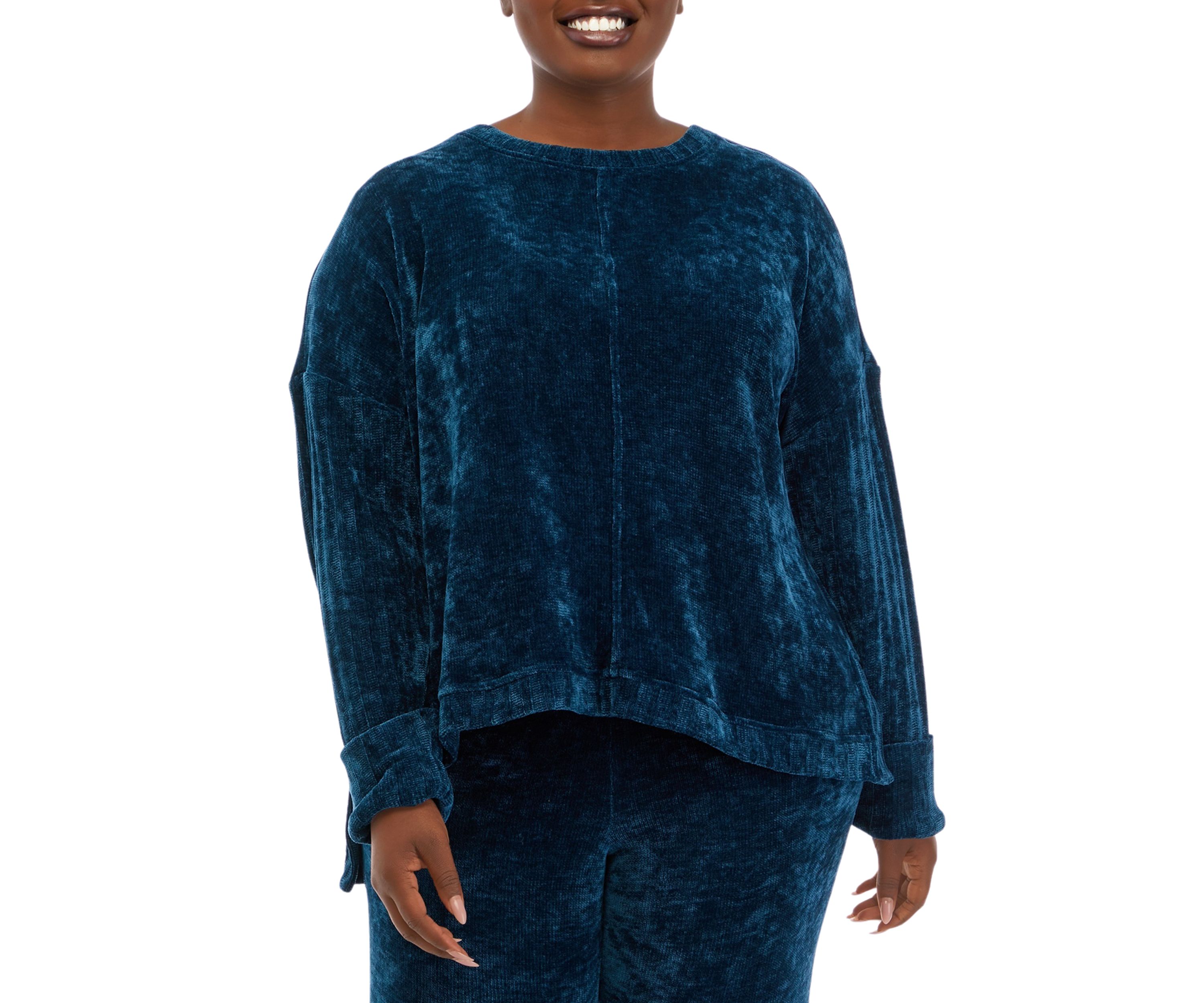 Plus Size Crew Neck Dropped Shoulder Sweater 