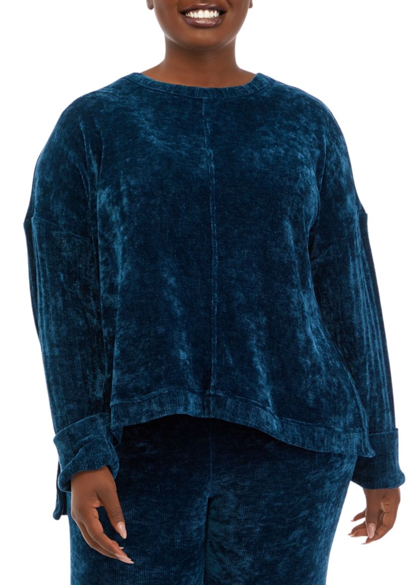 Plus Size Crew Neck Dropped Shoulder Sweater 