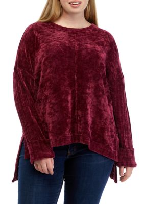 Cupio Women's Plus Size Crew Neck Dropped Shoulder Sweater, 1X
