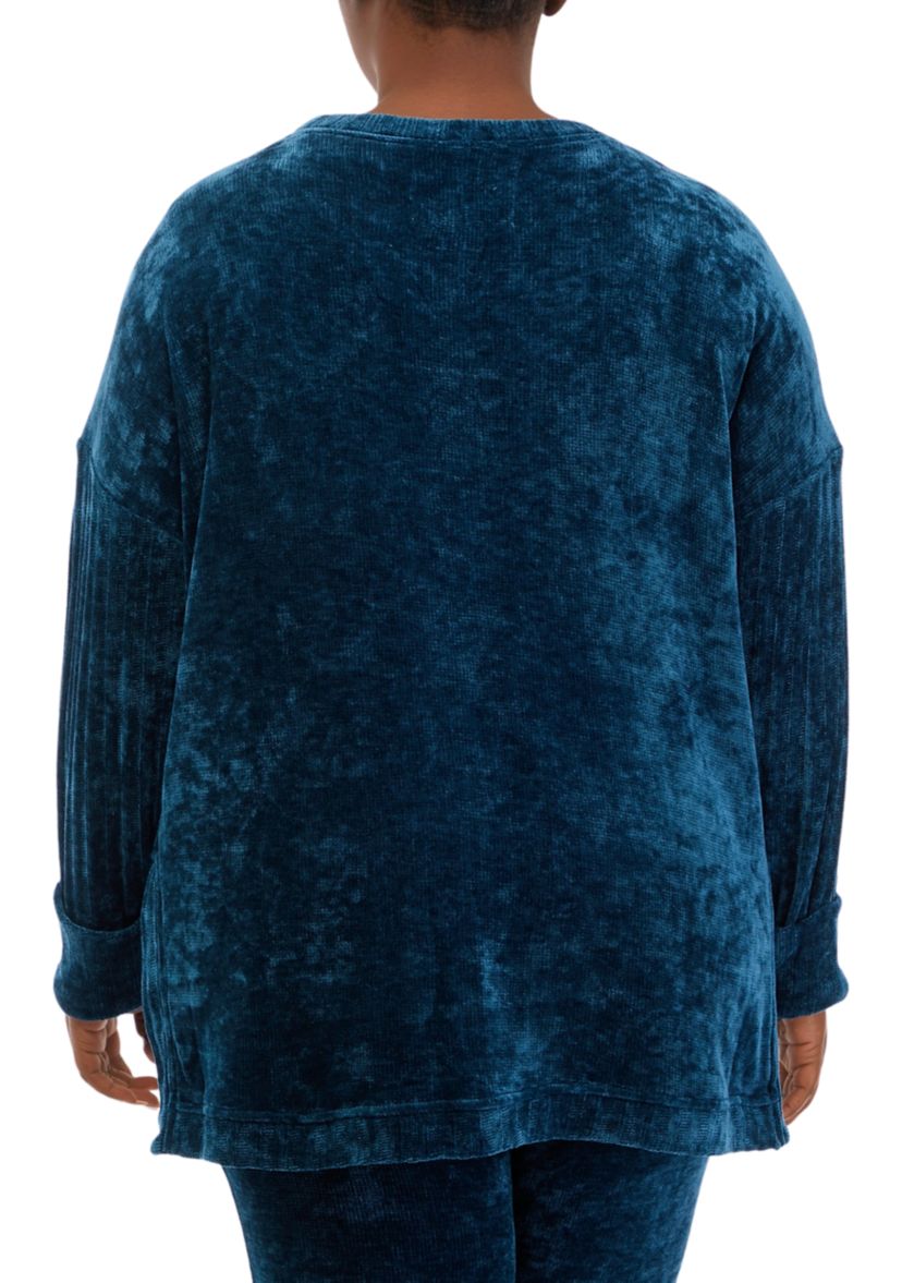 Plus Size Crew Neck Dropped Shoulder Sweater 