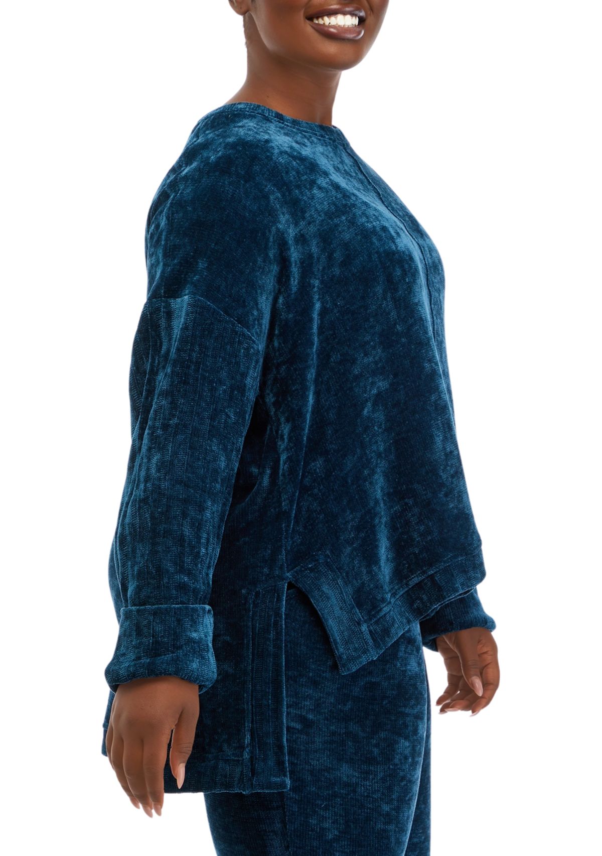 Plus Size Crew Neck Dropped Shoulder Sweater 