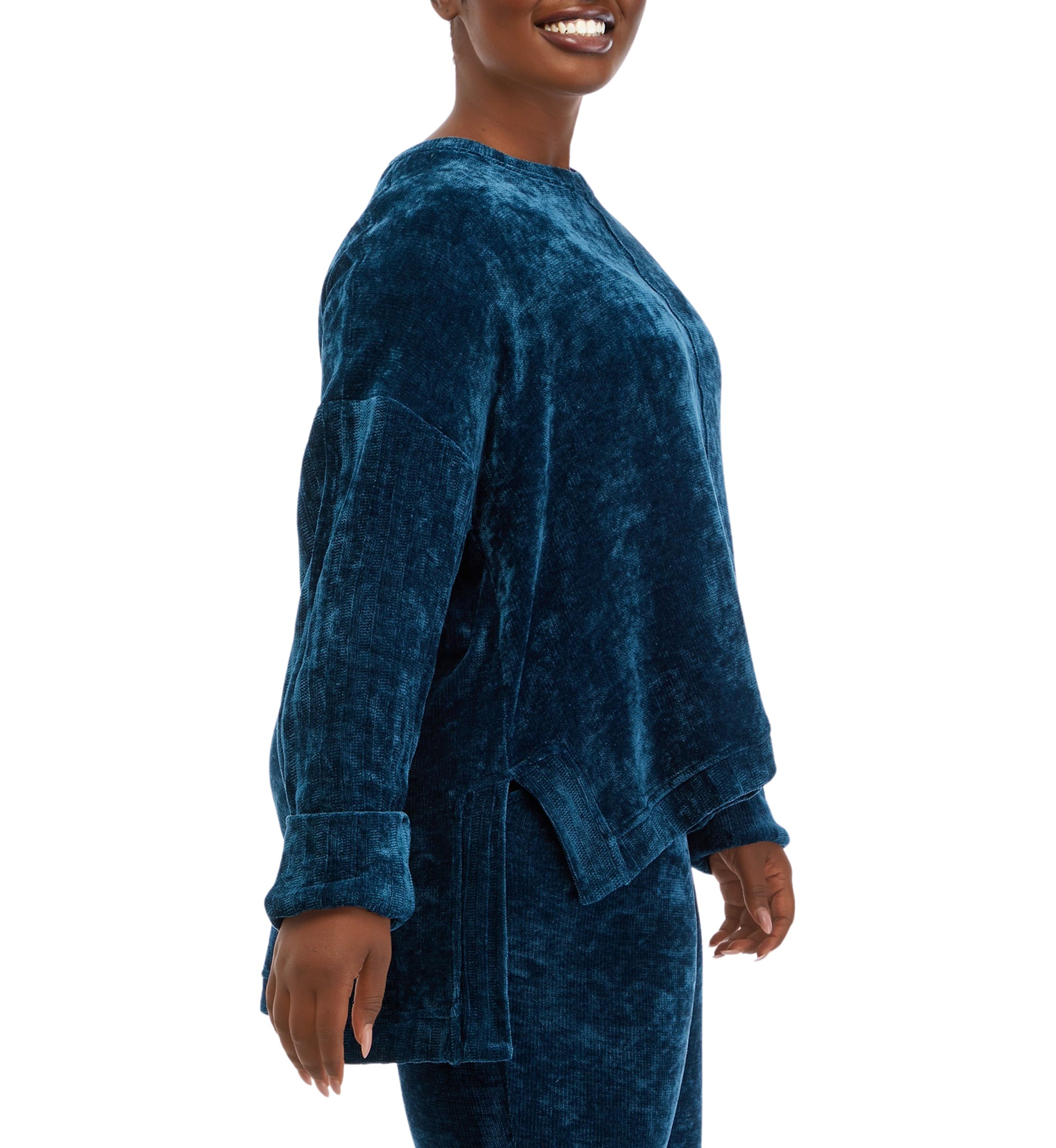 Plus Size Crew Neck Dropped Shoulder Sweater 