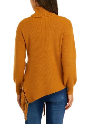 Women's Turtleneck Sweater With Fringe