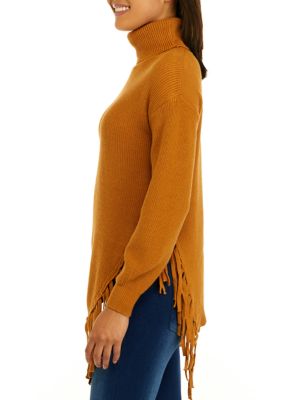 Women's Turtleneck Sweater With Fringe