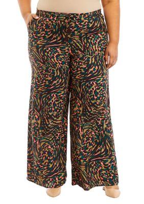 Cupio Women's Plus Size Pull On Wide Leg Pants, 3X