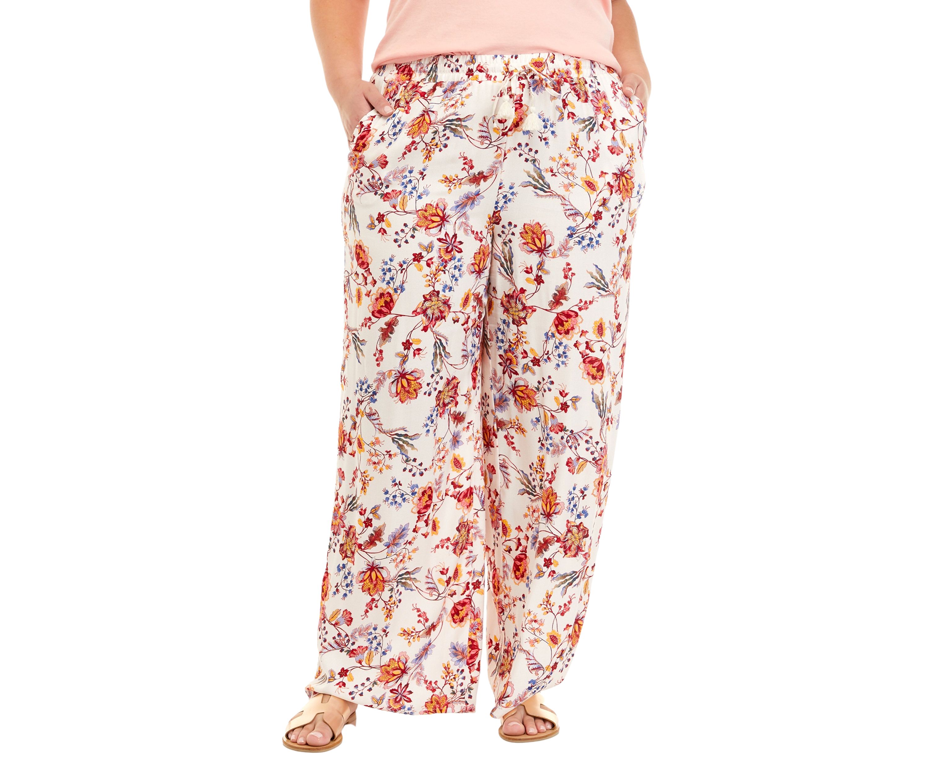 Plus Size Pull On Wide Leg Pants 