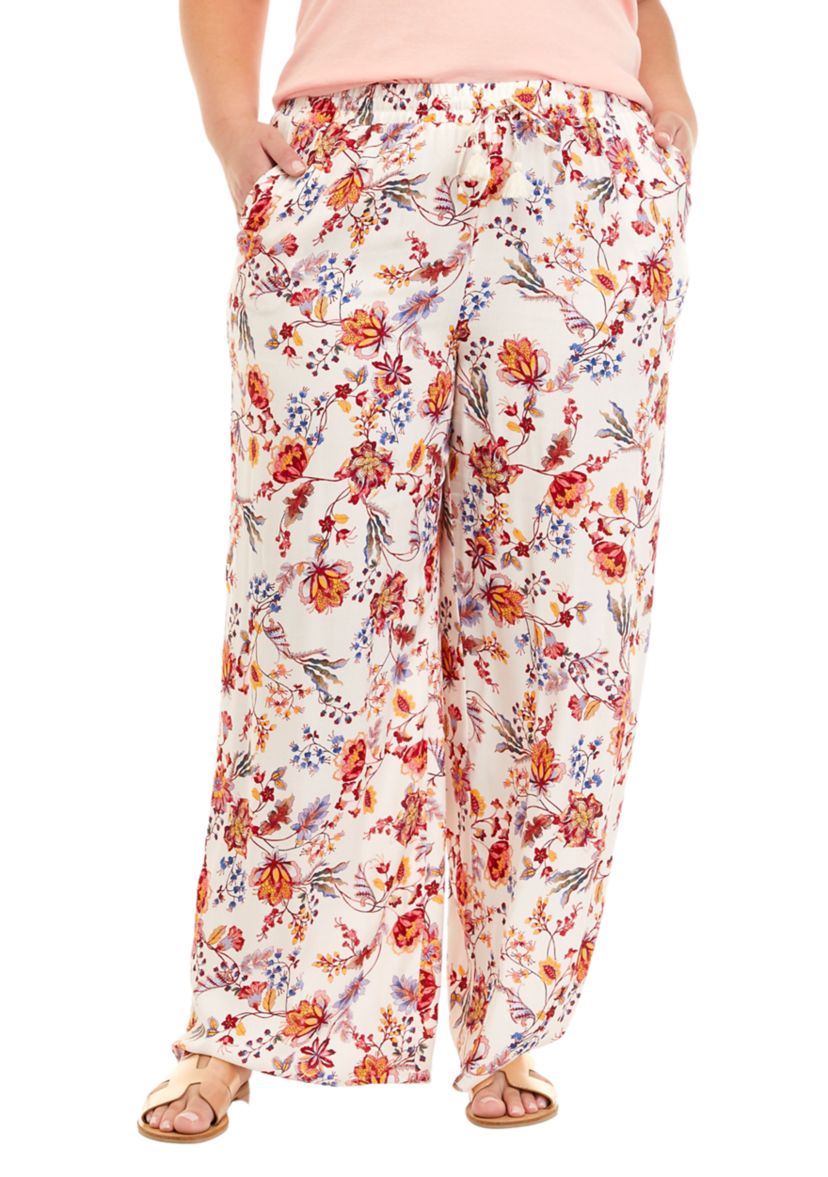 Plus Size Pull On Wide Leg Pants 